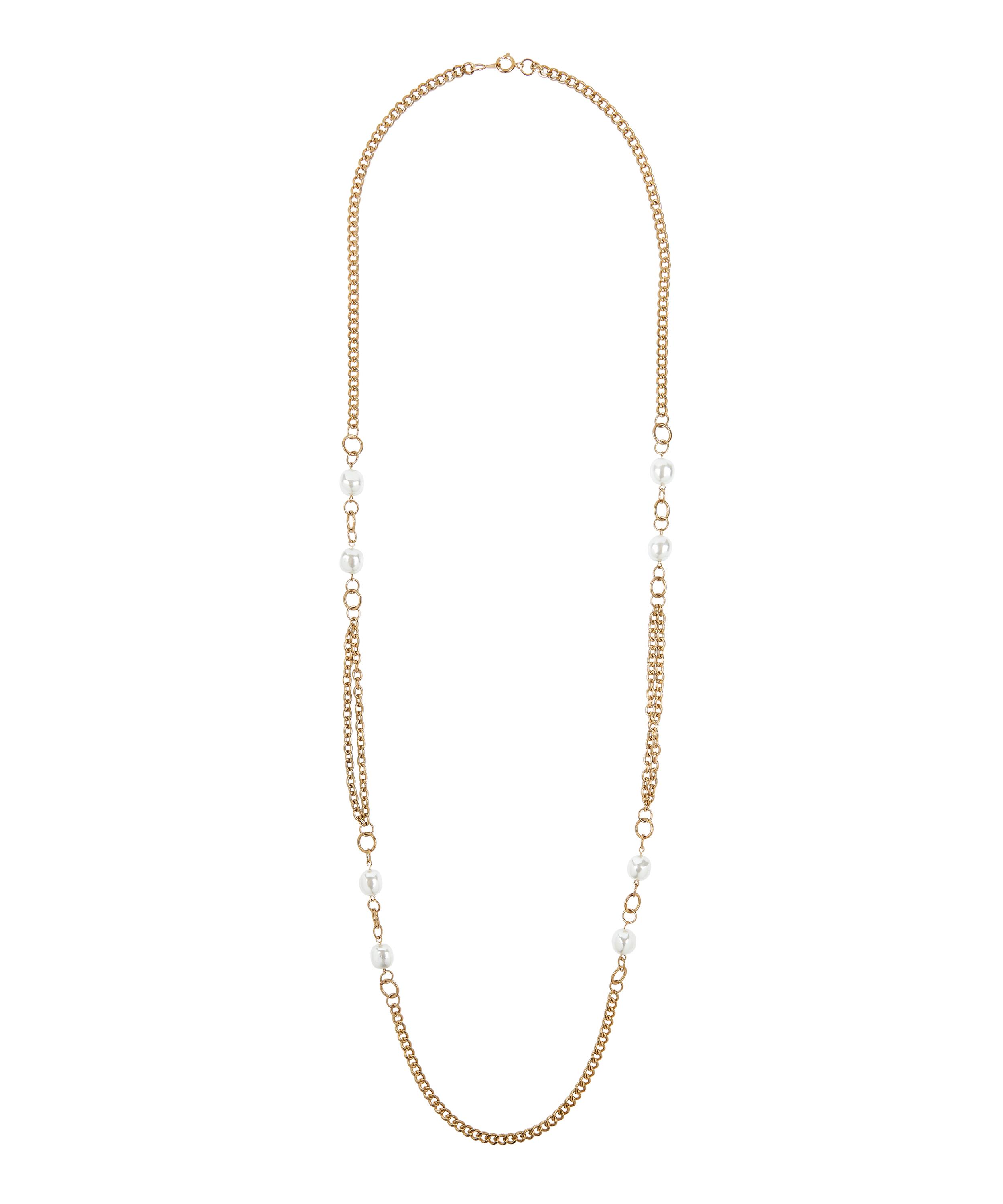 Designer Vintage - 1980s Gilt Faux Pearl Necklace image number 0