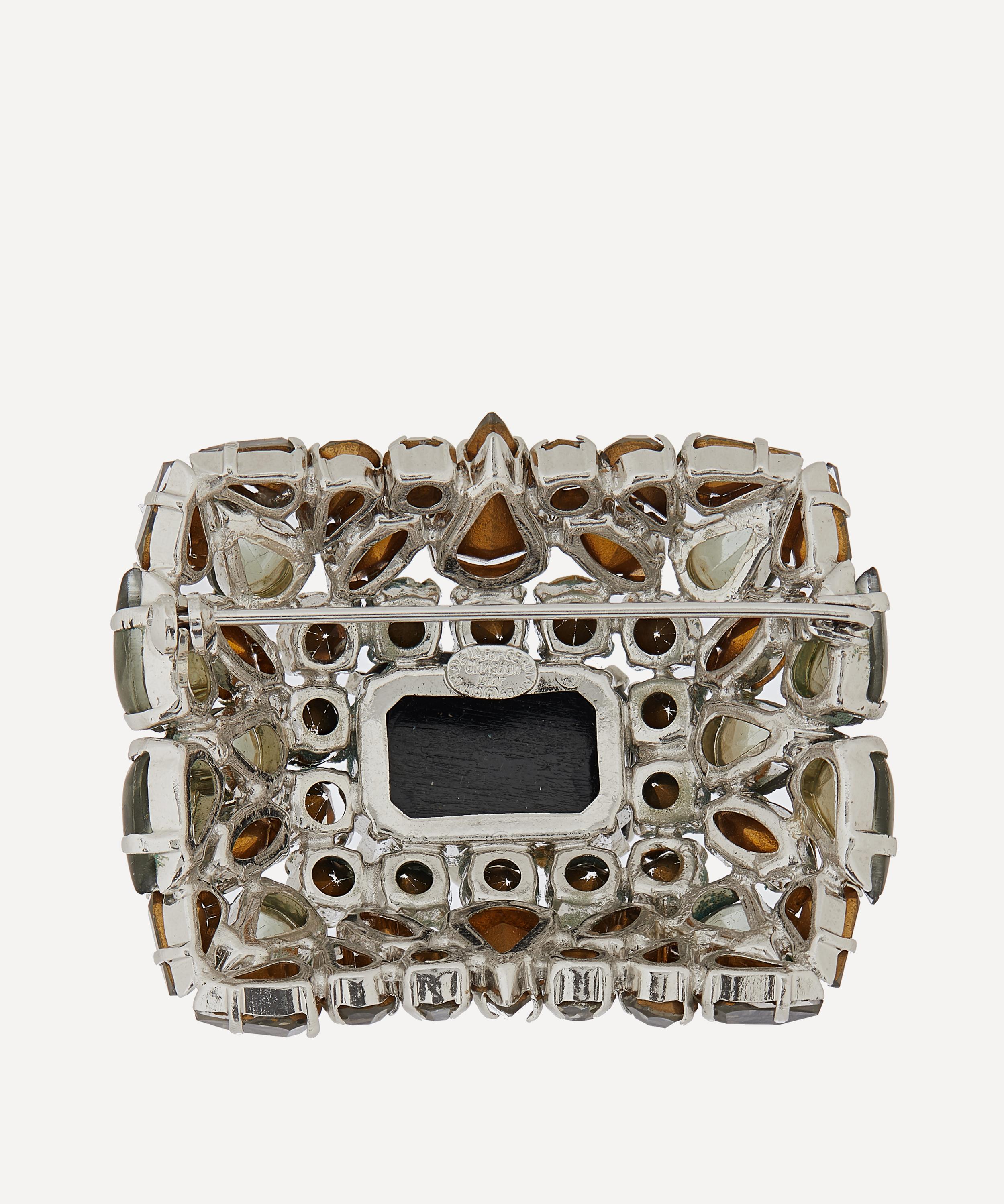 Designer Vintage - 1960s Christian Dior White Metal Faux Gemstone Brooch image number 2