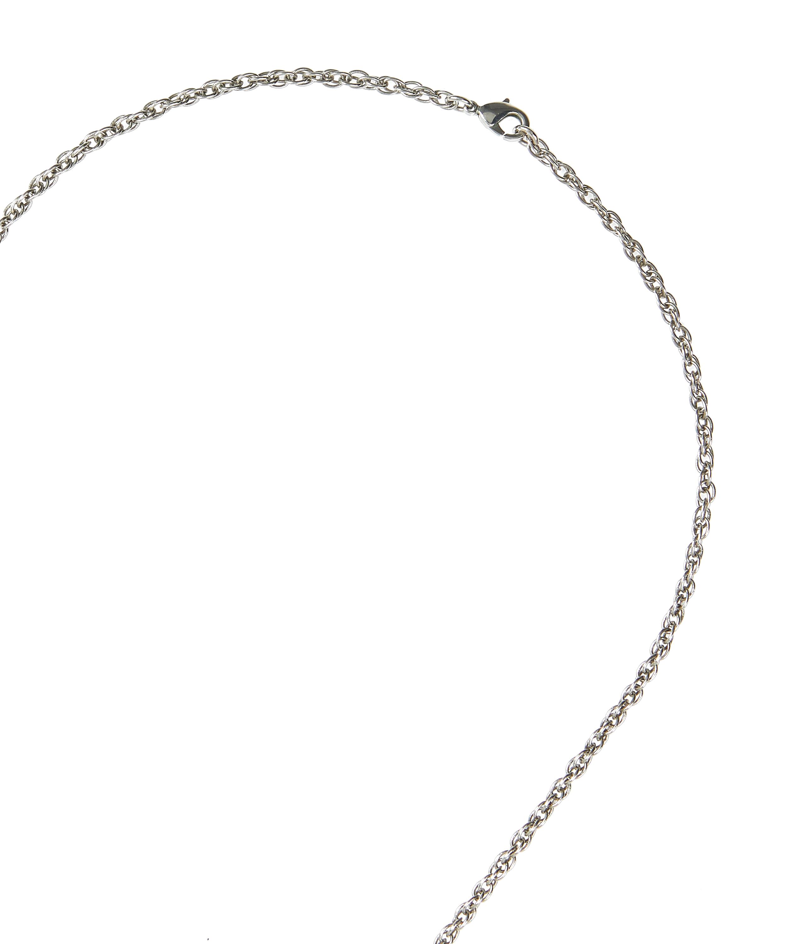 Designer Vintage - Turn of the Century Azzaro White Metal Faux Diamond Heart Locket Necklace image number 4
