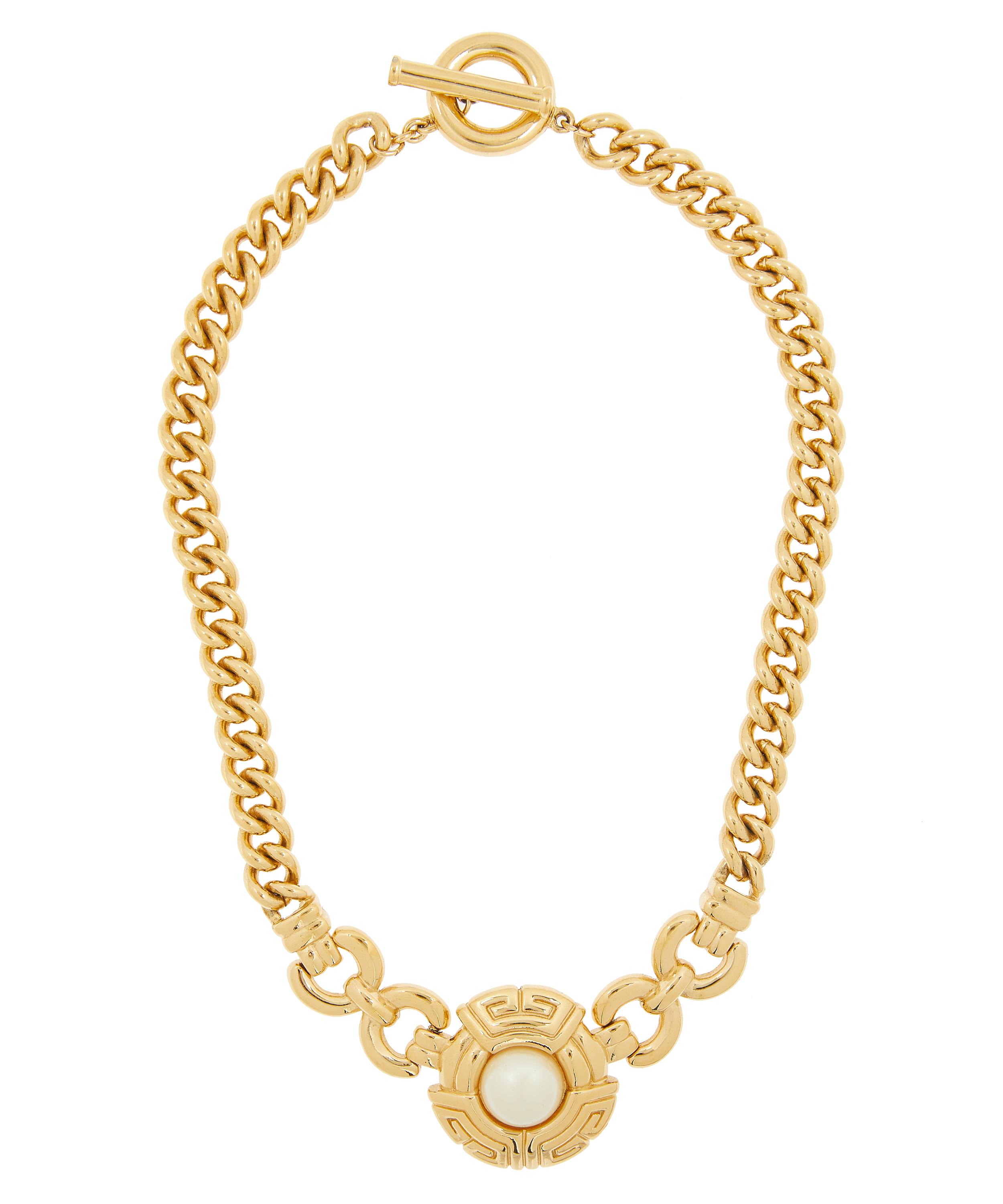 Designer Vintage - 1980s Givenchy Gilt Faux Pearl Necklace image number 2