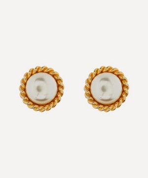 Designer Vintage - 1980s David Gross Gilt Faux Pearl Clip-On Earrings image number 0