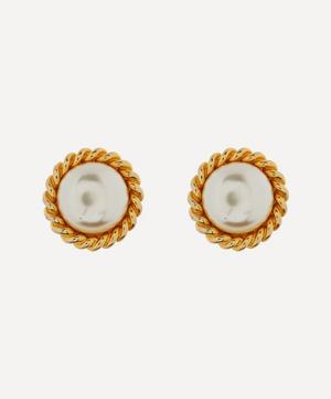 Designer Vintage - 1980s David Gross Gilt Faux Pearl Clip-On Earrings image number 0