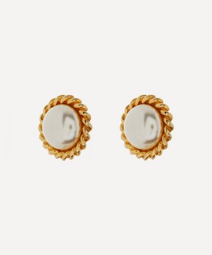 Designer Vintage - 1980s David Gross Gilt Faux Pearl Clip-On Earrings image number 2