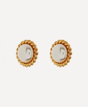 Designer Vintage - 1980s David Gross Gilt Faux Pearl Clip-On Earrings image number 2