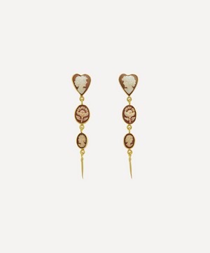 Grainne Morton - 18ct Gold-Plated Three Cameo Drop Earrings image number 0