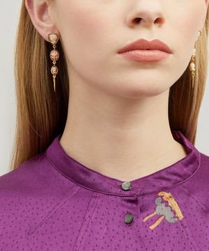 Grainne Morton - 18ct Gold-Plated Three Cameo Drop Earrings image number 1