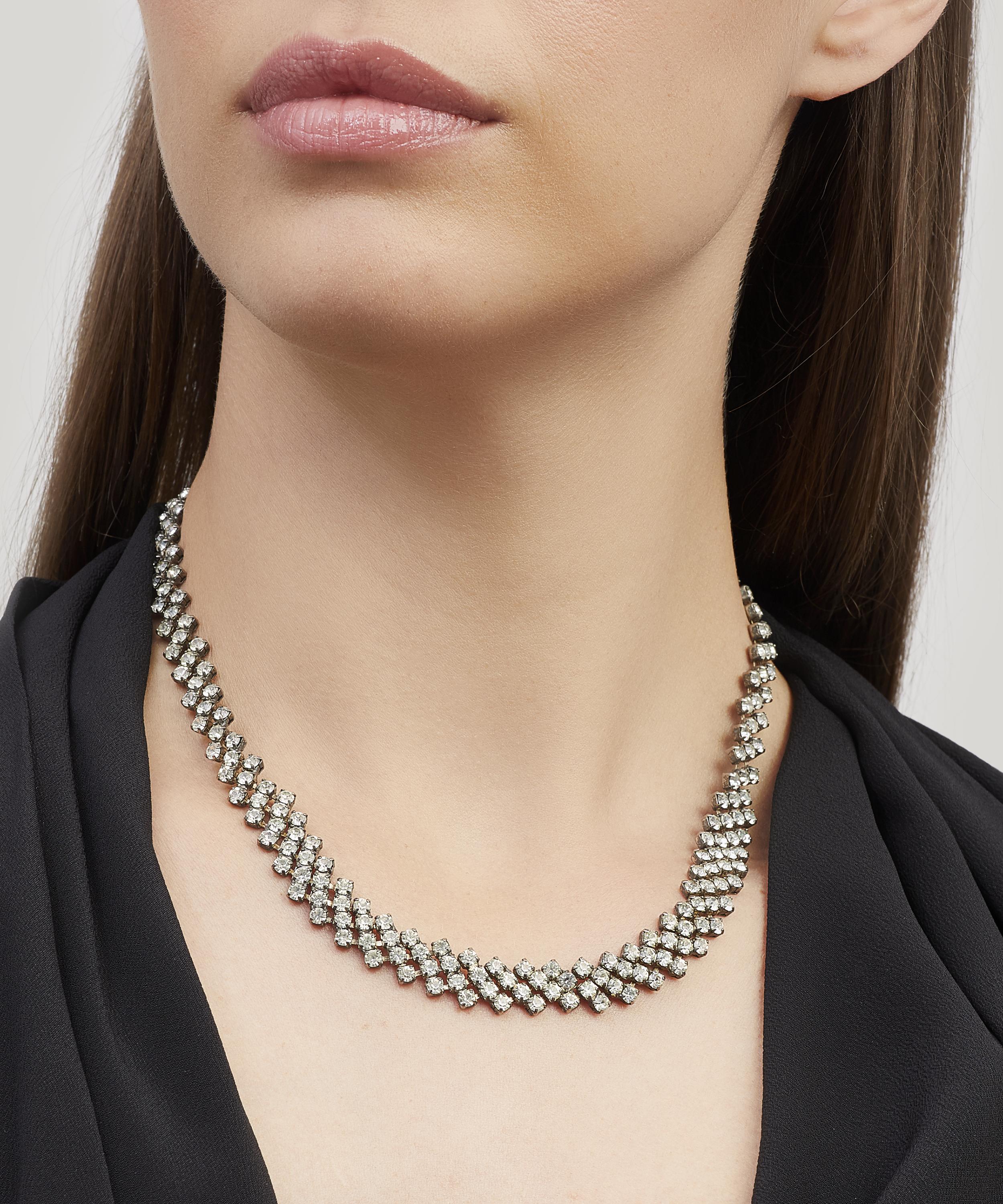 Designer Vintage - 1950s White Metal Faux Diamond Necklace image number 1