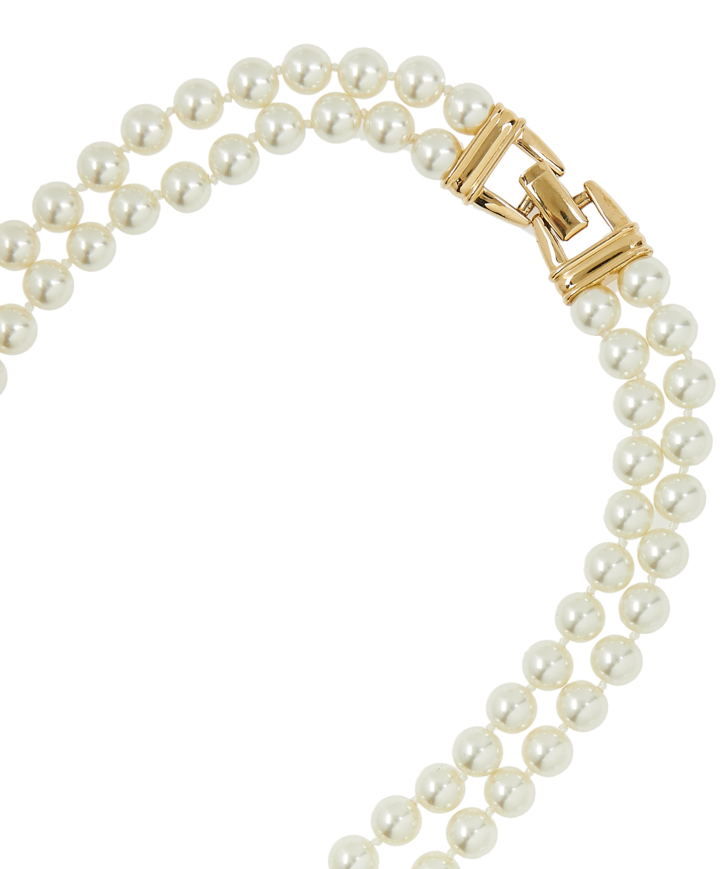 Designer Vintage - 1980s Gilt Faux Pearl and Diamond Necklace image number 3