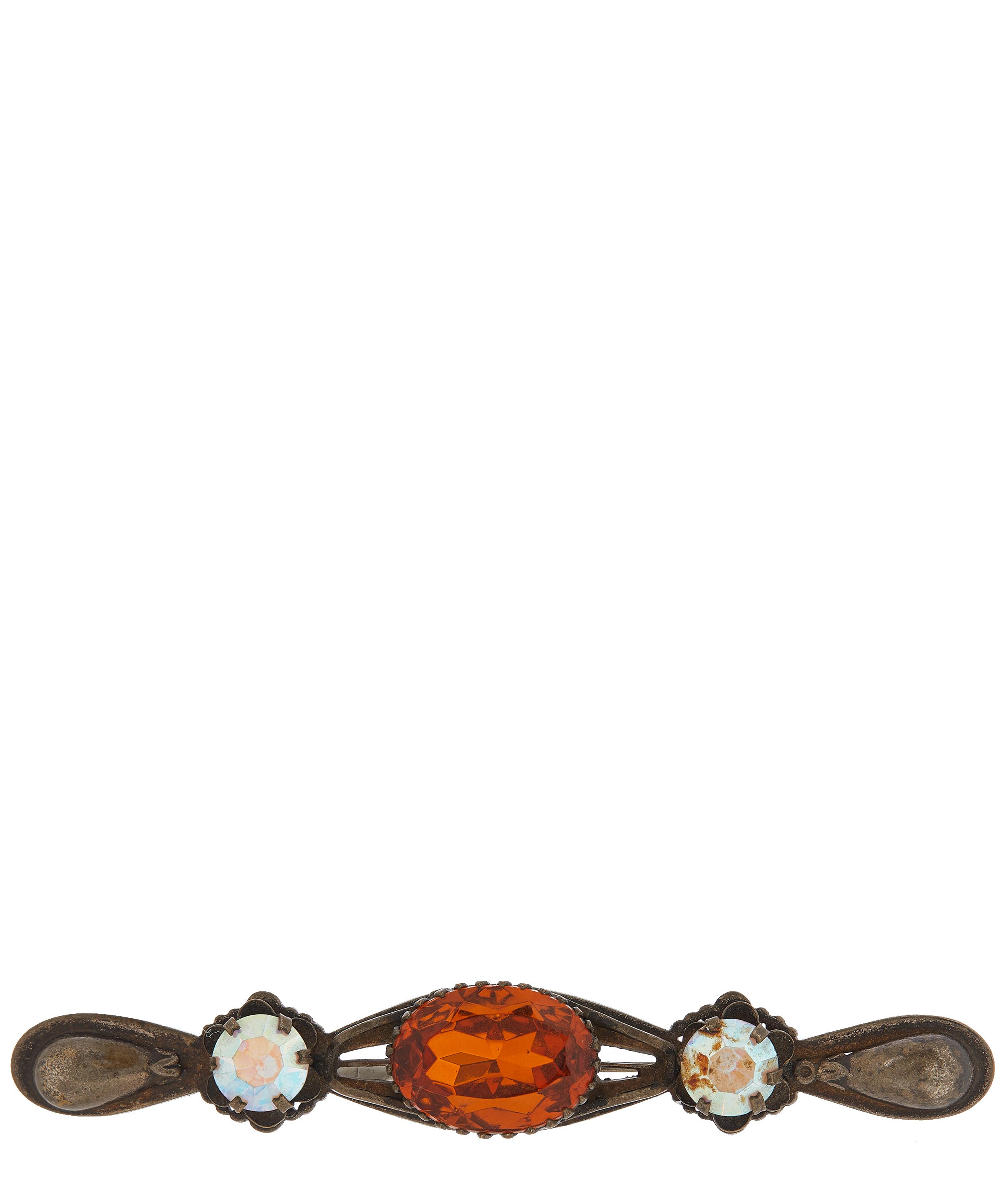 Designer Vintage - 1960s Dark Gilt Faux Imperial Topaz and Iridescent Tourmaline Brooch image number 0
