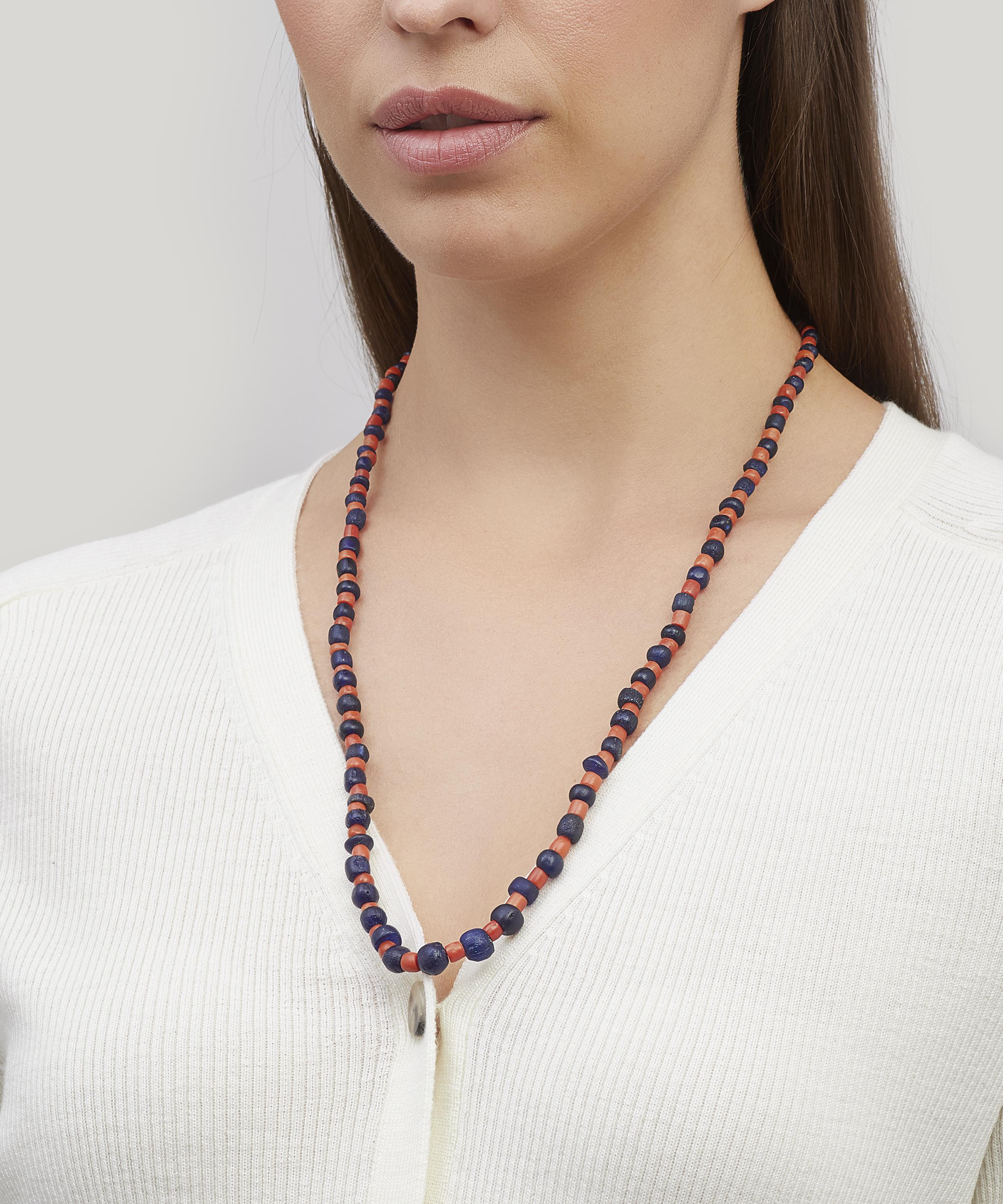 Designer Vintage - 1990s Roman Glass and Coral Beaded Necklace image number 1