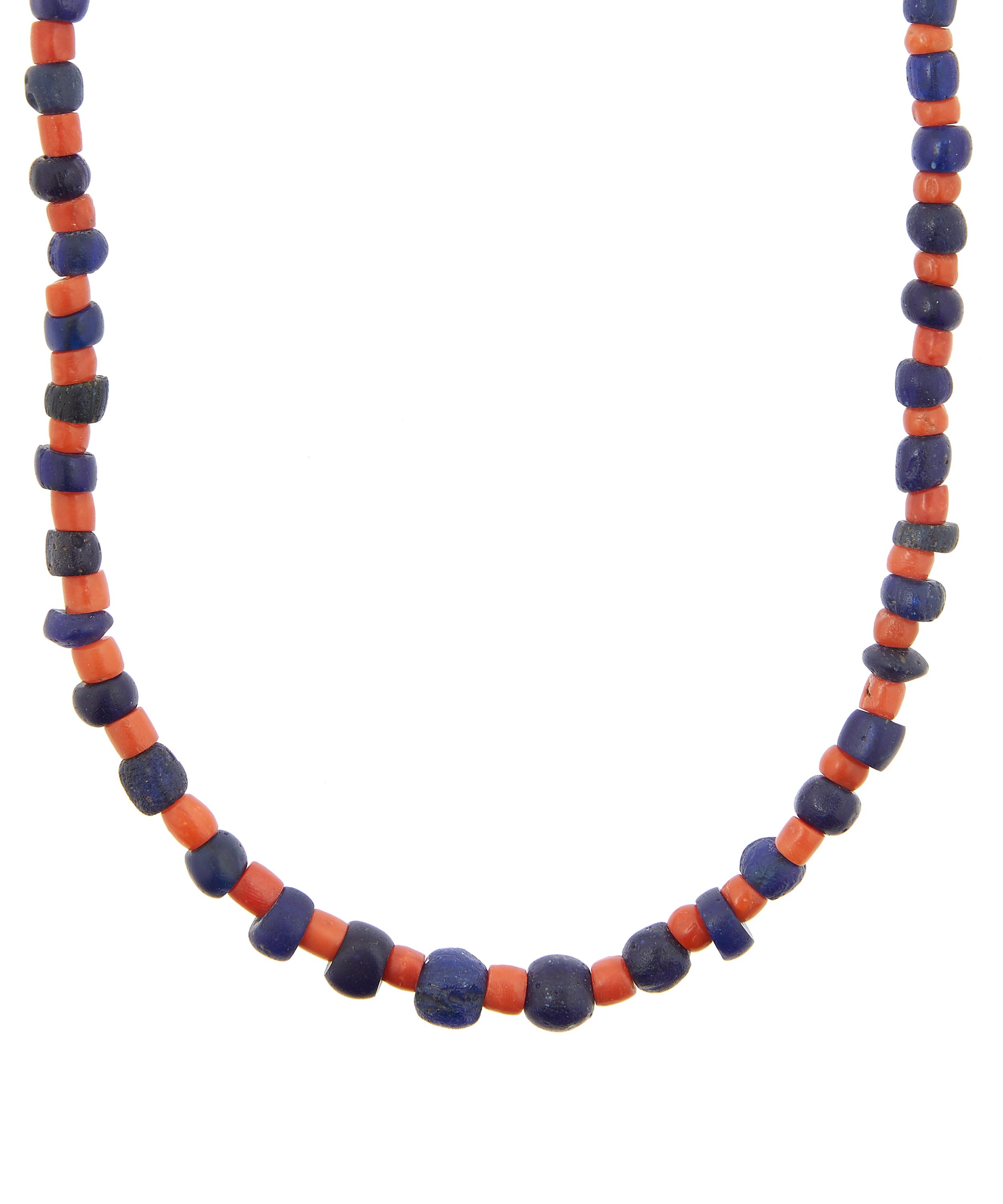 Designer Vintage - 1990s Roman Glass and Coral Beaded Necklace image number 0