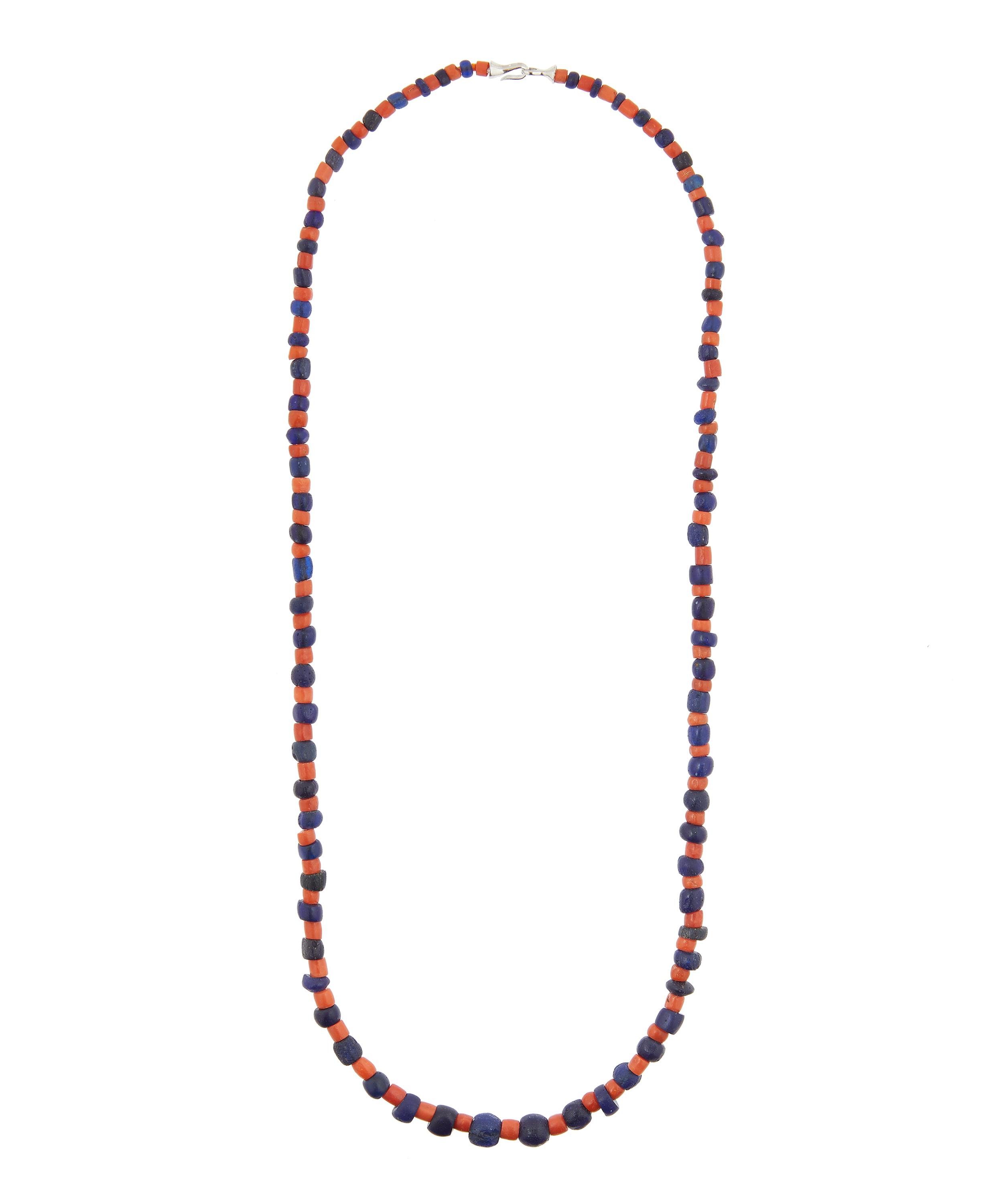 Designer Vintage - 1990s Roman Glass and Coral Beaded Necklace image number 2