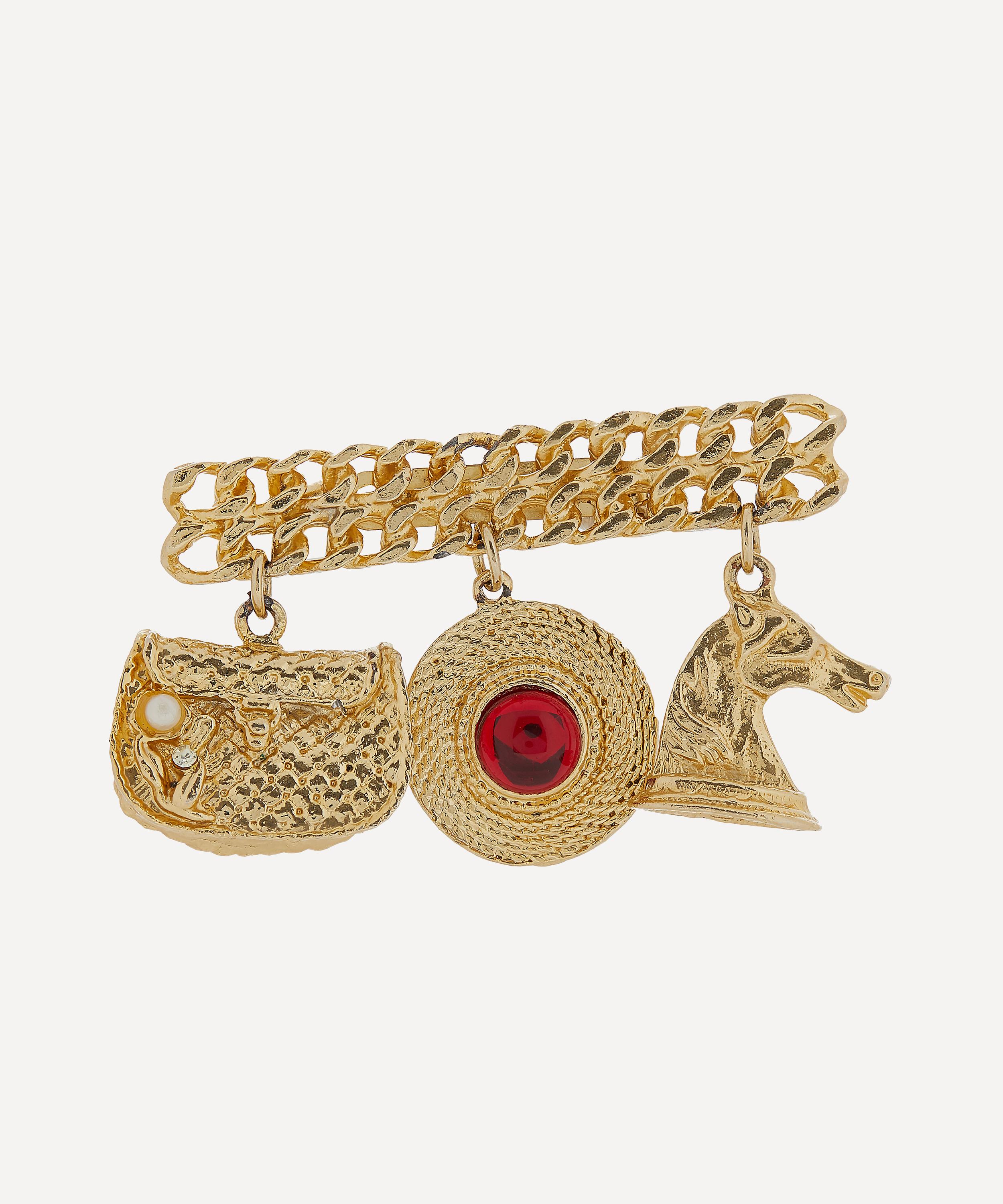 Designer Vintage - 1980s Gilt Faux Ruby Charm Brooch image number 0