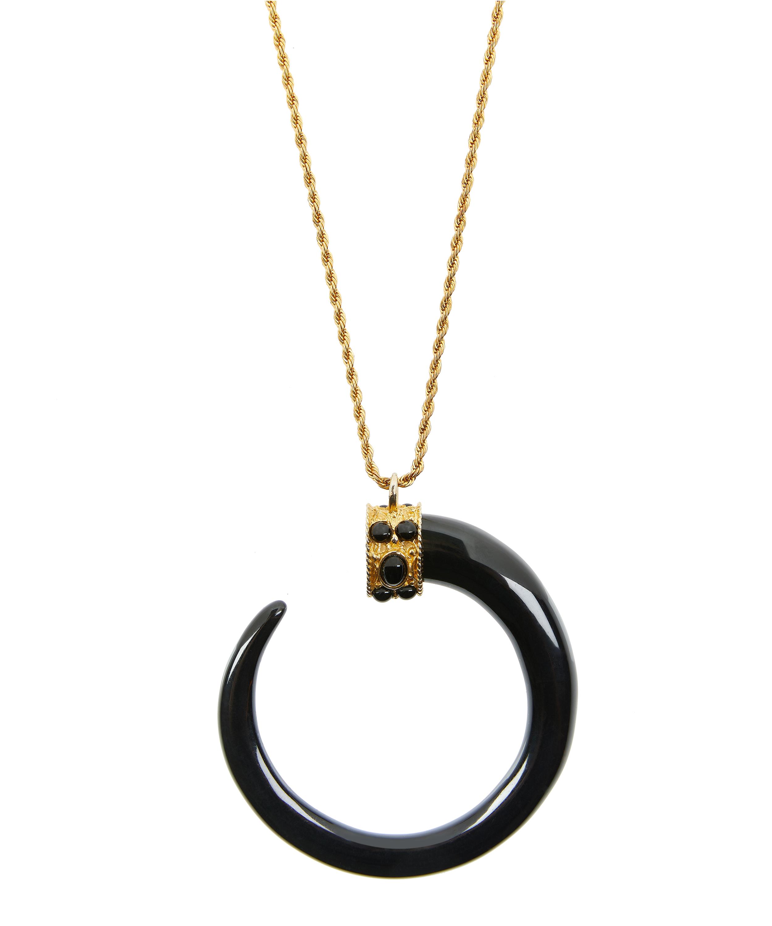 Designer Vintage - 1990s Kenneth Lane Gilt Faux Black Lacquer Tusk Pendant Necklace image number 0