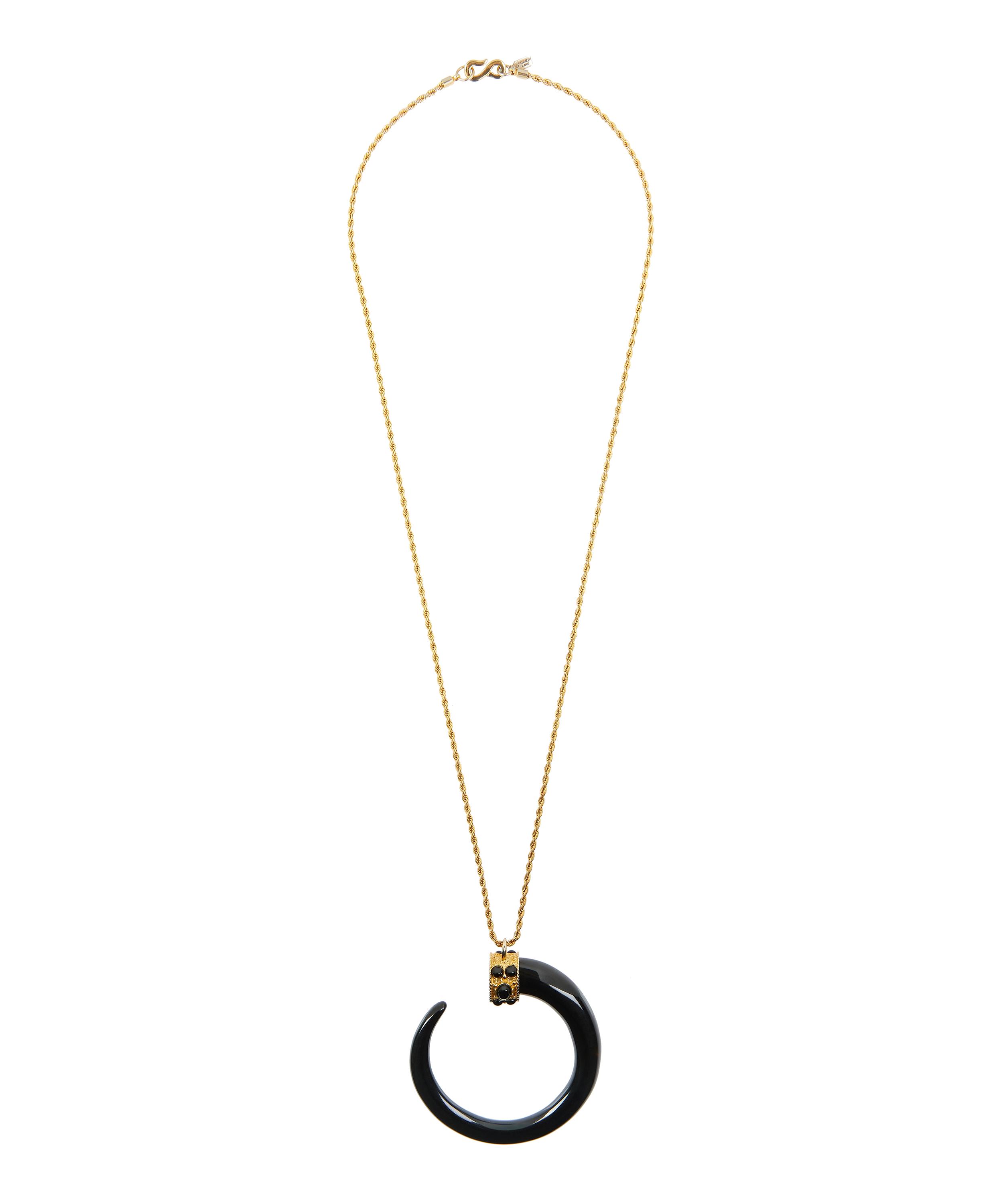 Designer Vintage - 1990s Kenneth Lane Gilt Faux Black Lacquer Tusk Pendant Necklace image number 2