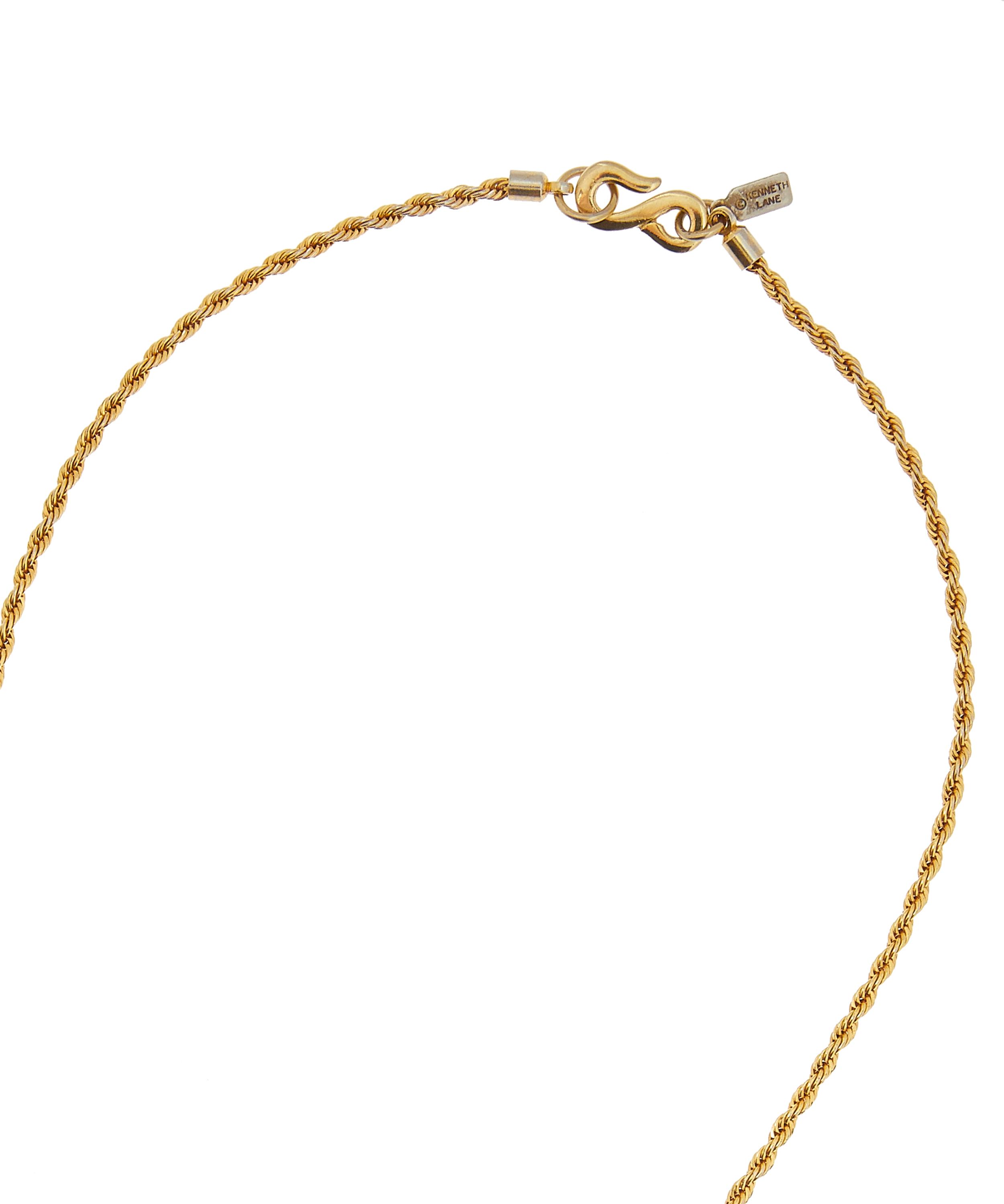 Designer Vintage - 1990s Kenneth Lane Gilt Faux Black Lacquer Tusk Pendant Necklace image number 3
