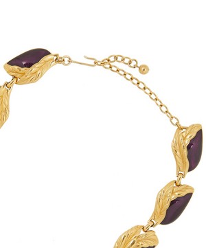Designer Vintage - 1950s Trifari Gilt Enamel Foliage Necklace image number 3