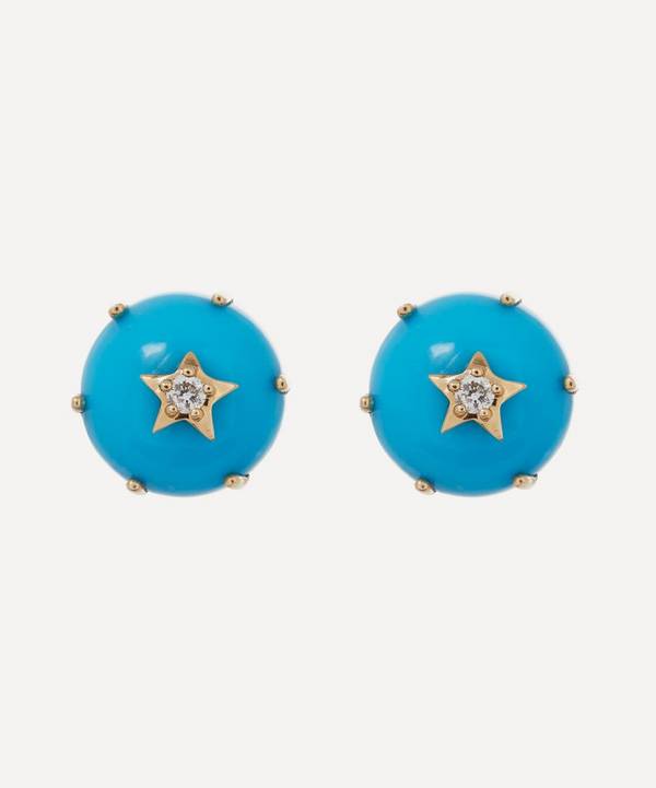Andrea Fohrman - 14ct Gold Mini Cosmo Turquoise and Diamond Stud Earrings image number 0