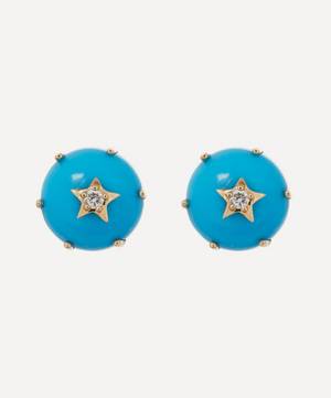 14ct Gold Mini Cosmo Turquoise and Diamond Stud Earrings