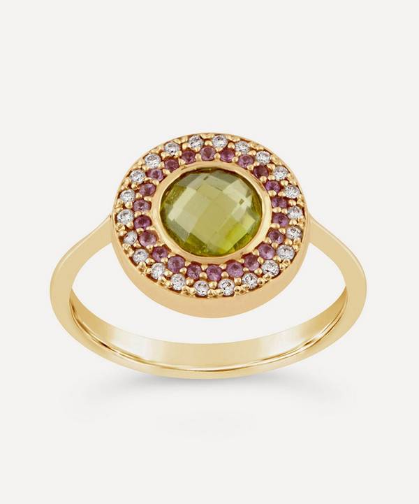 Dinny Hall - 14ct Gold Double Halo Multi-Stone Pinky Ring image number 0