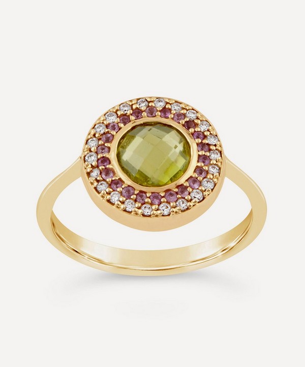 Dinny Hall - 14ct Gold Double Halo Multi-Stone Pinky Ring image number null