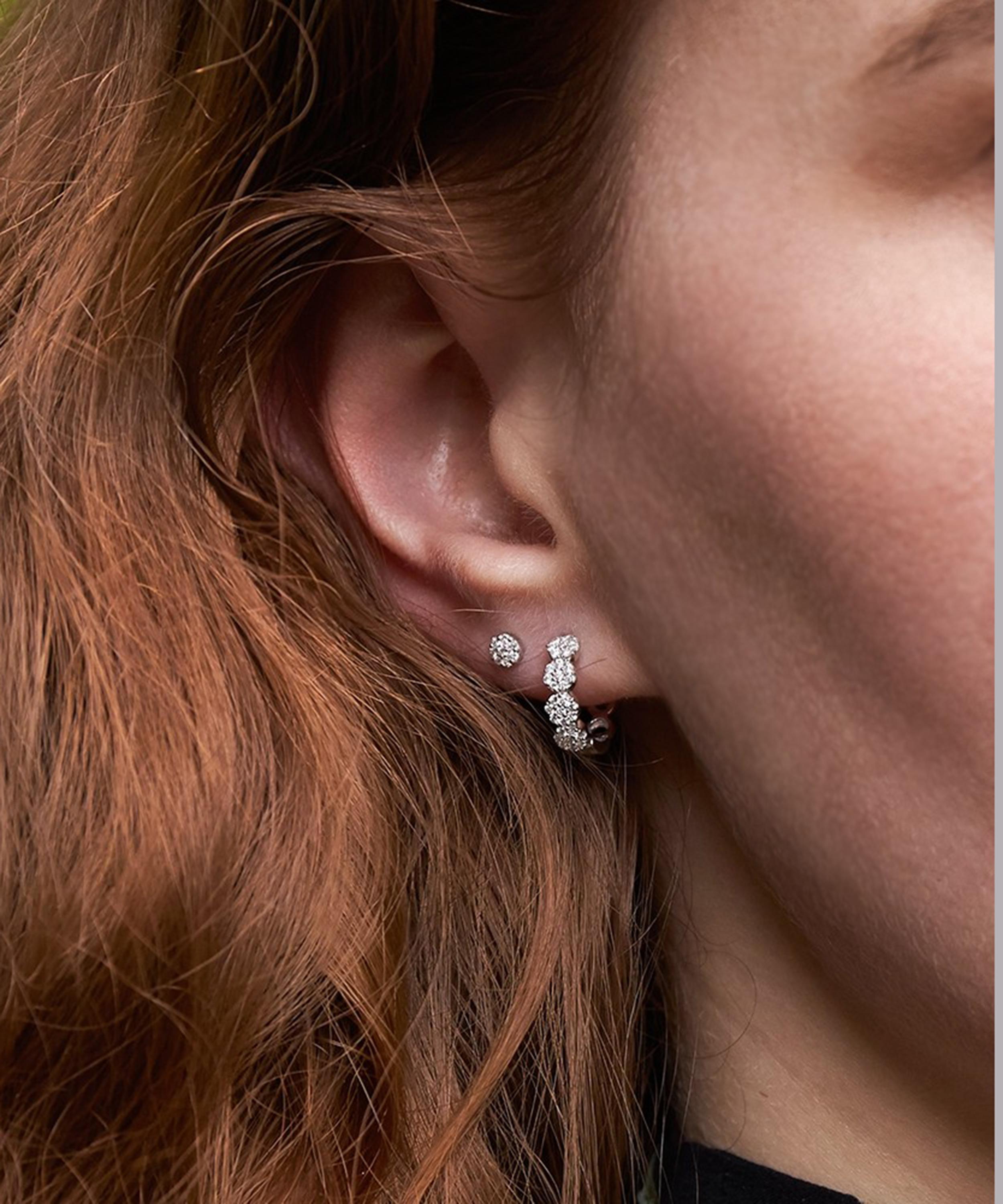 Dinny Hall - 9ct White Gold Shuga Pavé Diamond Huggie Hoop Earrings image number 1