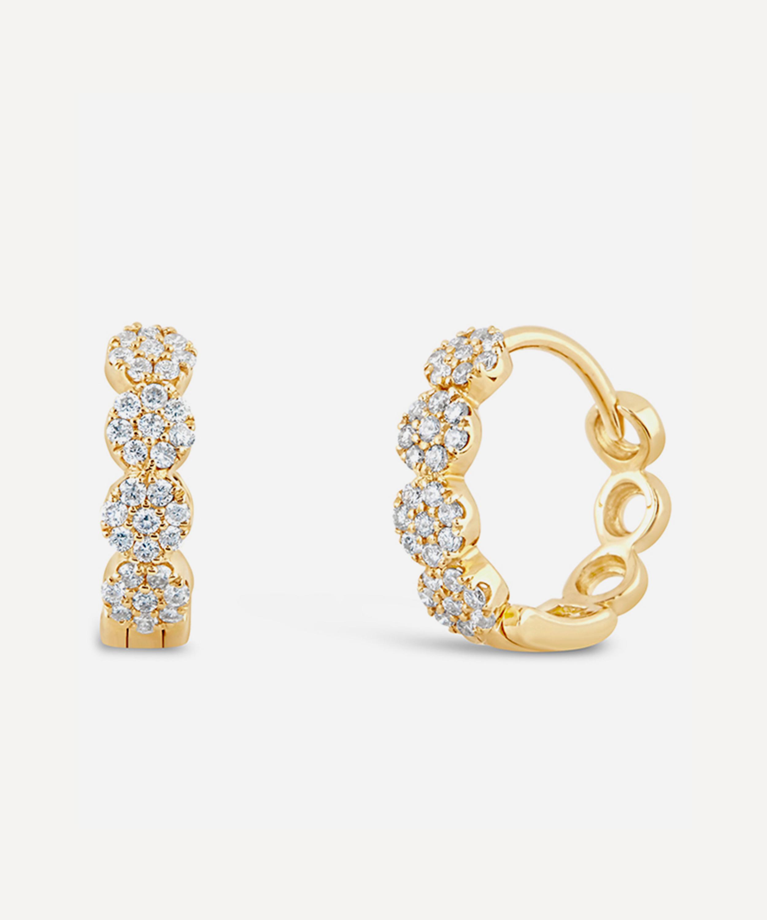 Dinny Hall - 9ct Gold Shuga Pavé Diamond Huggie Hoop Earrings