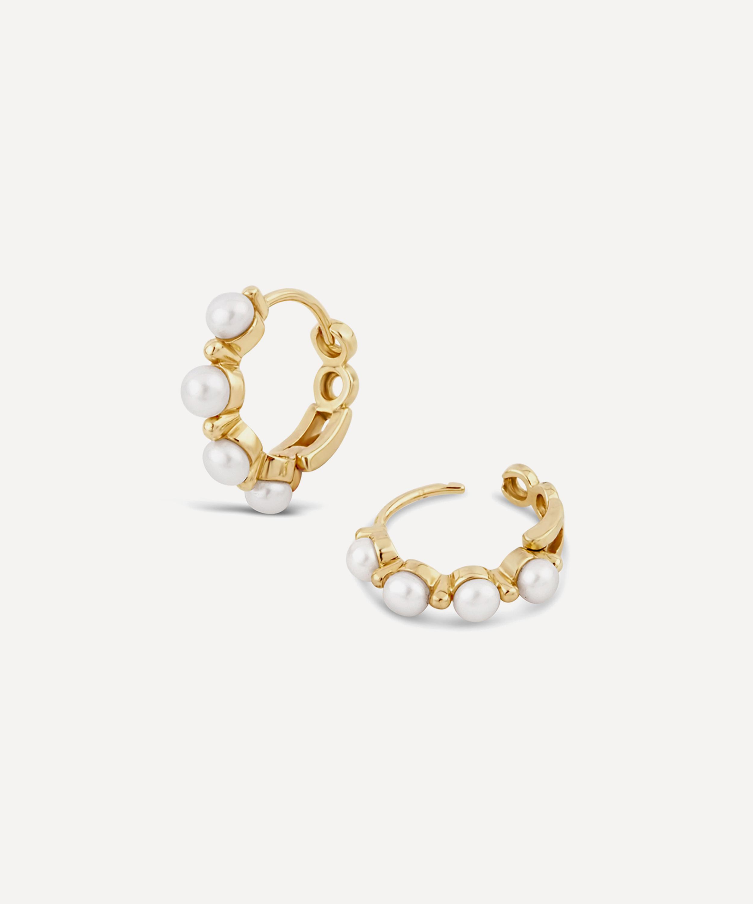 Dinny Hall - 14ct Gold Shuga Pearl Huggie Hoop Earrings image number 2