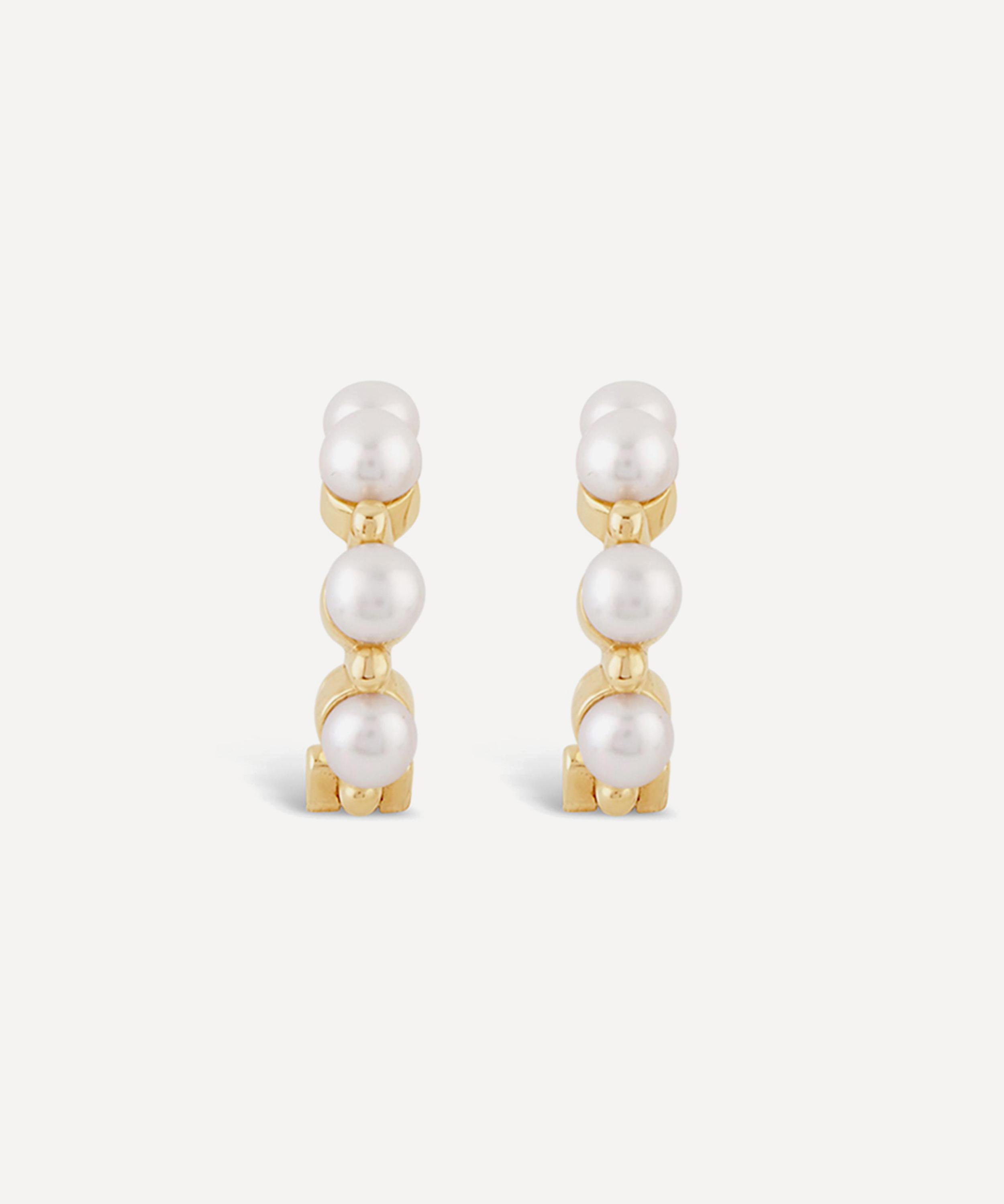 Dinny Hall - 9ct Gold Shuga Pearl Huggie Hoop Earrings image number 3
