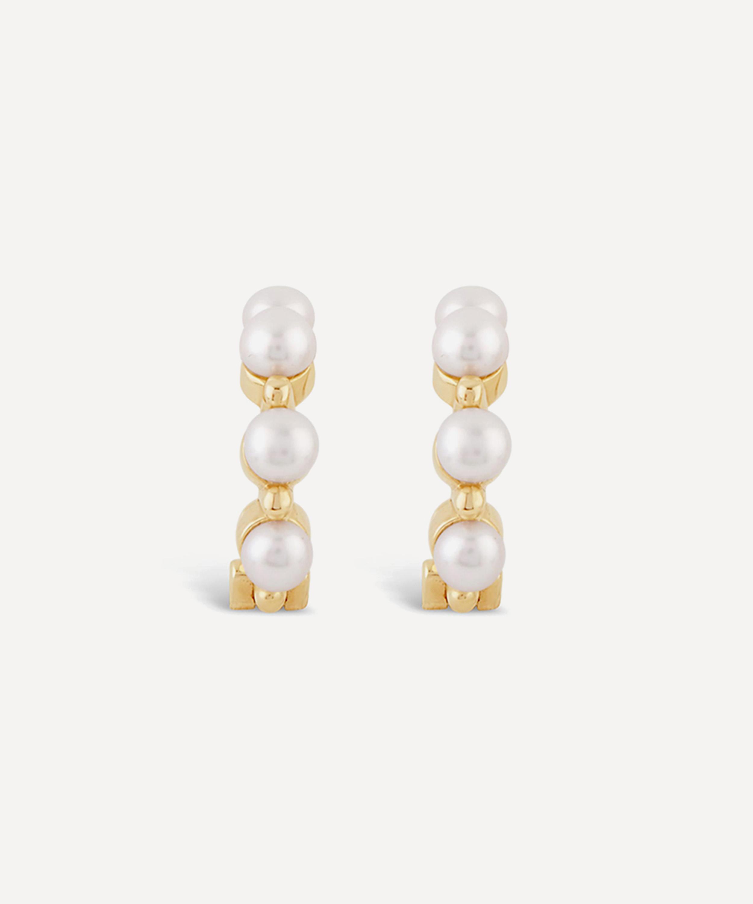 Dinny Hall - 14ct Gold Shuga Pearl Huggie Hoop Earrings image number 3