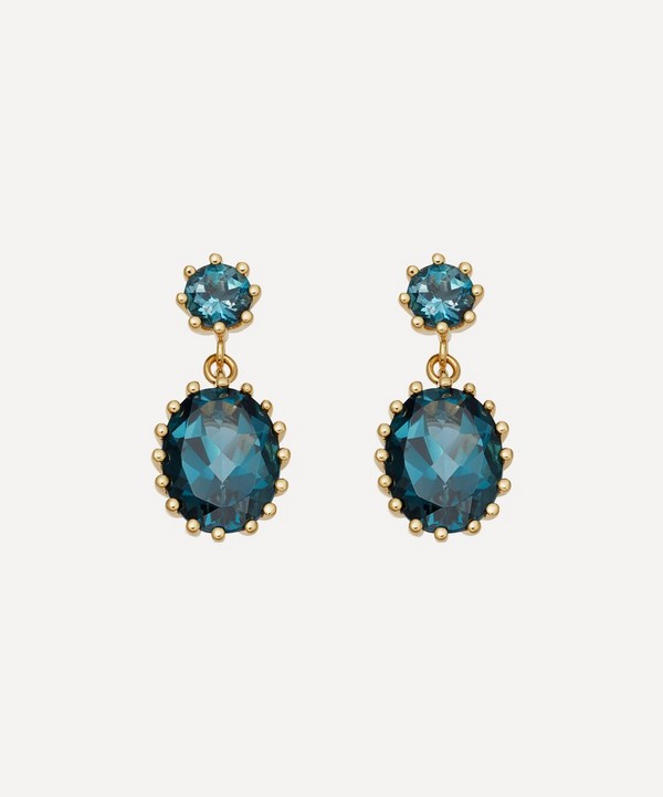 Astley Clarke - Gold Plated Vermeil Silver Linia London Blue Topaz Drop Earrings image number null