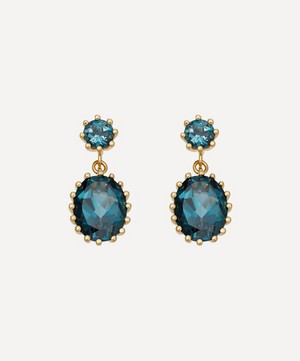 Astley Clarke - Gold Plated Vermeil Silver Linia London Blue Topaz Drop Earrings image number 0