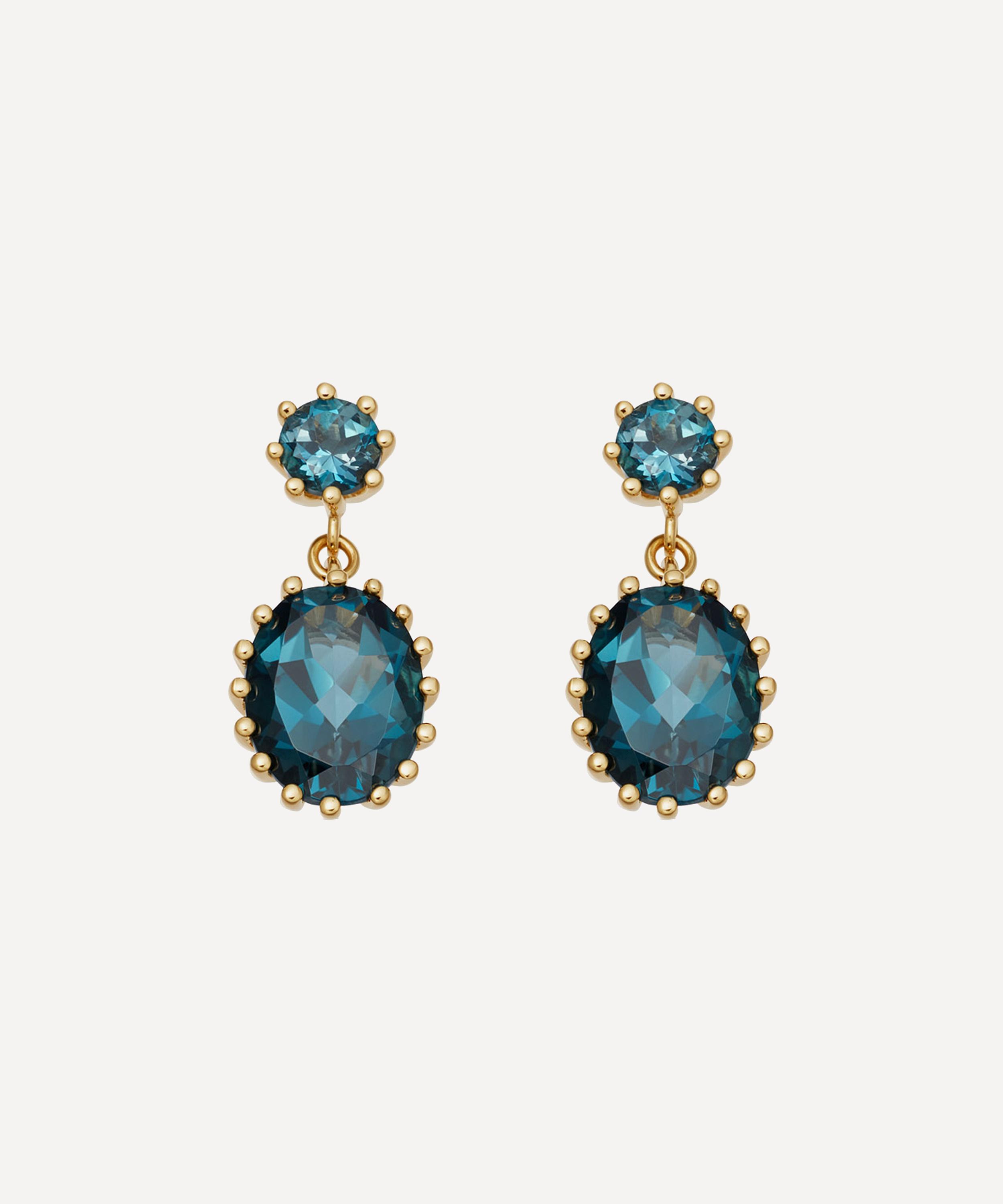 Astley Clarke - Gold Plated Vermeil Silver Linia London Blue Topaz Drop Earrings image number 0