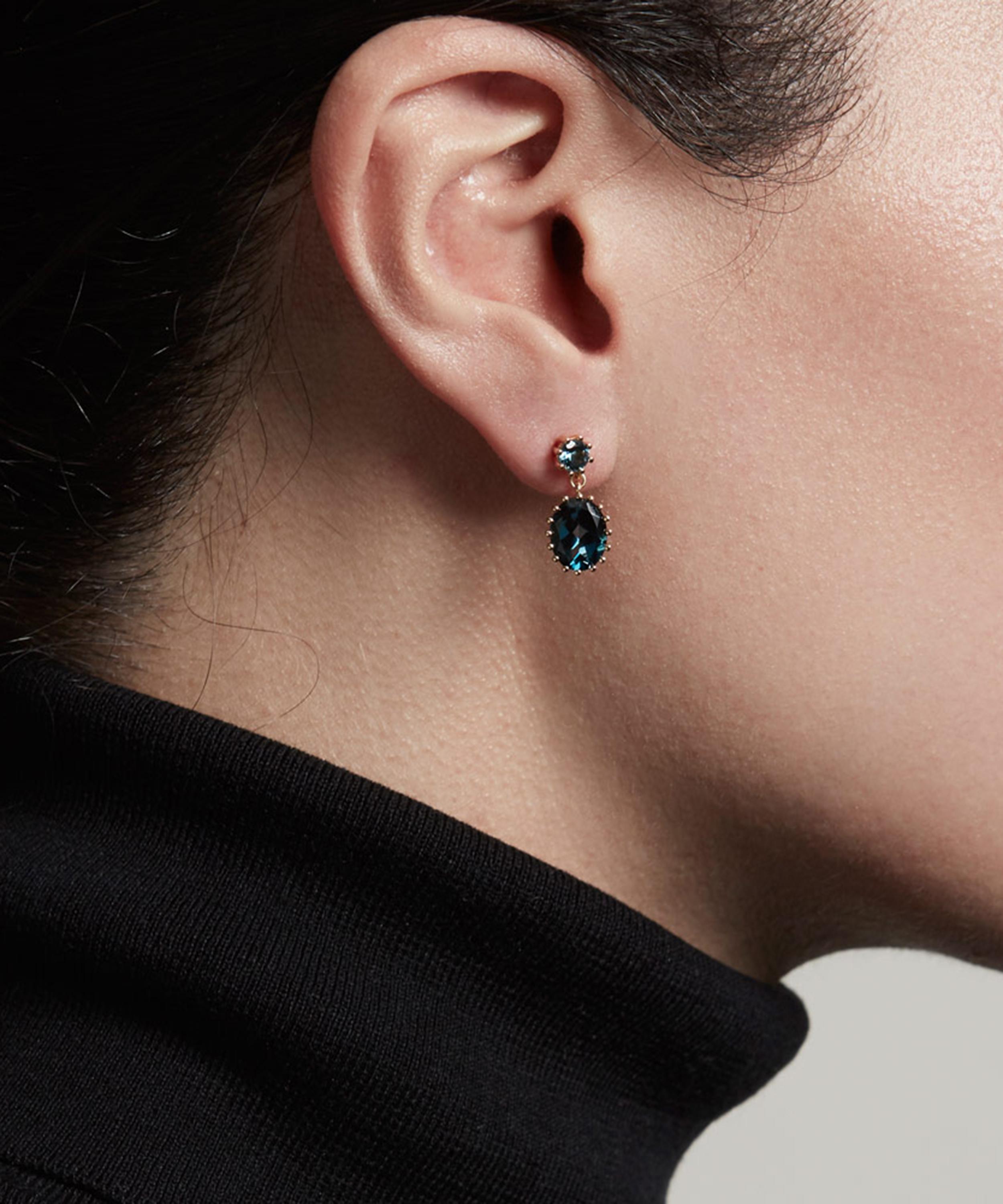 Astley Clarke - Gold Plated Vermeil Silver Linia London Blue Topaz Drop Earrings image number 1