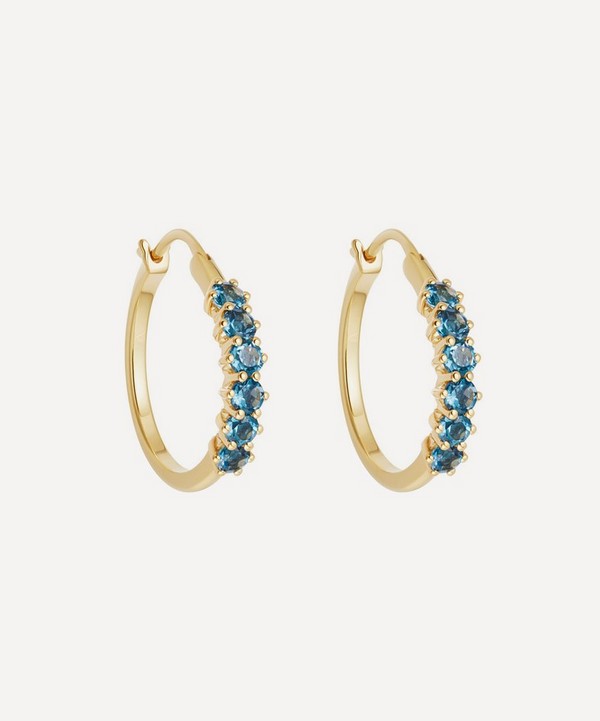 Astley Clarke - Gold Plated Vermeil Silver Linia London Blue Topaz Hoop Earrings image number null