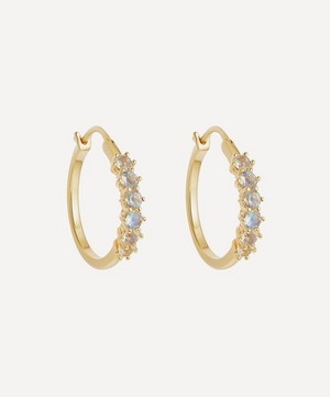 Astley Clarke - Gold Plated Vermeil Silver Linia Rainbow Moonstone Hoop Earrings image number 0