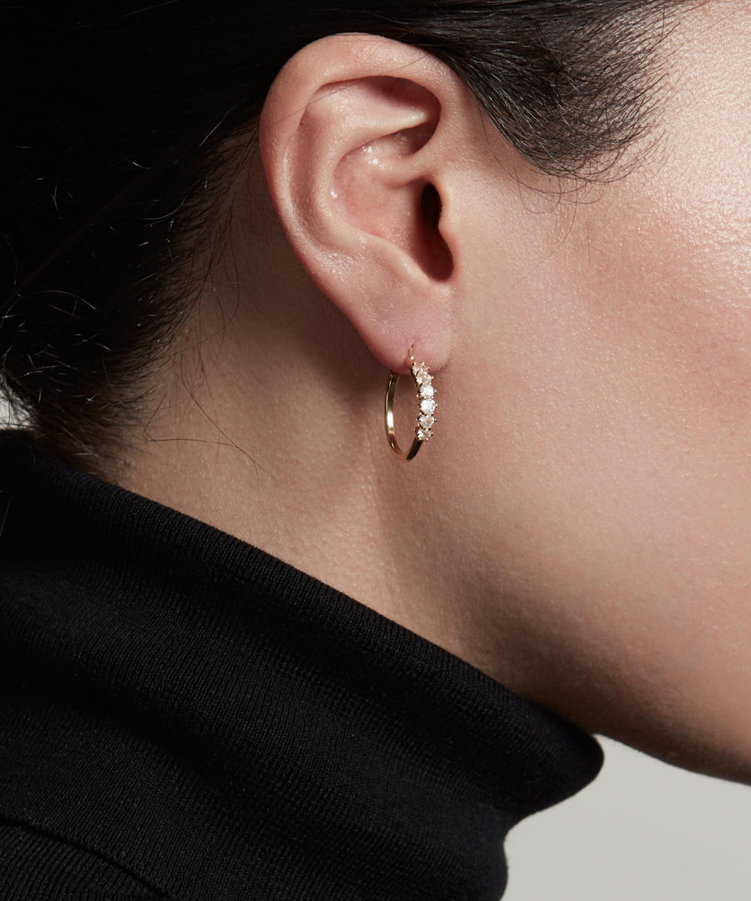 Astley Clarke - Gold Plated Vermeil Silver Linia Rainbow Moonstone Hoop Earrings image number 1