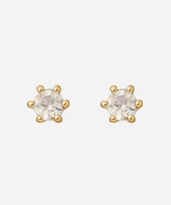 Astley Clarke - Gold Plated Vermeil Silver Linia Rainbow Moonstone Stud Earrings image number null