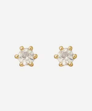 Astley Clarke - Gold Plated Vermeil Silver Linia Rainbow Moonstone Stud Earrings image number 0