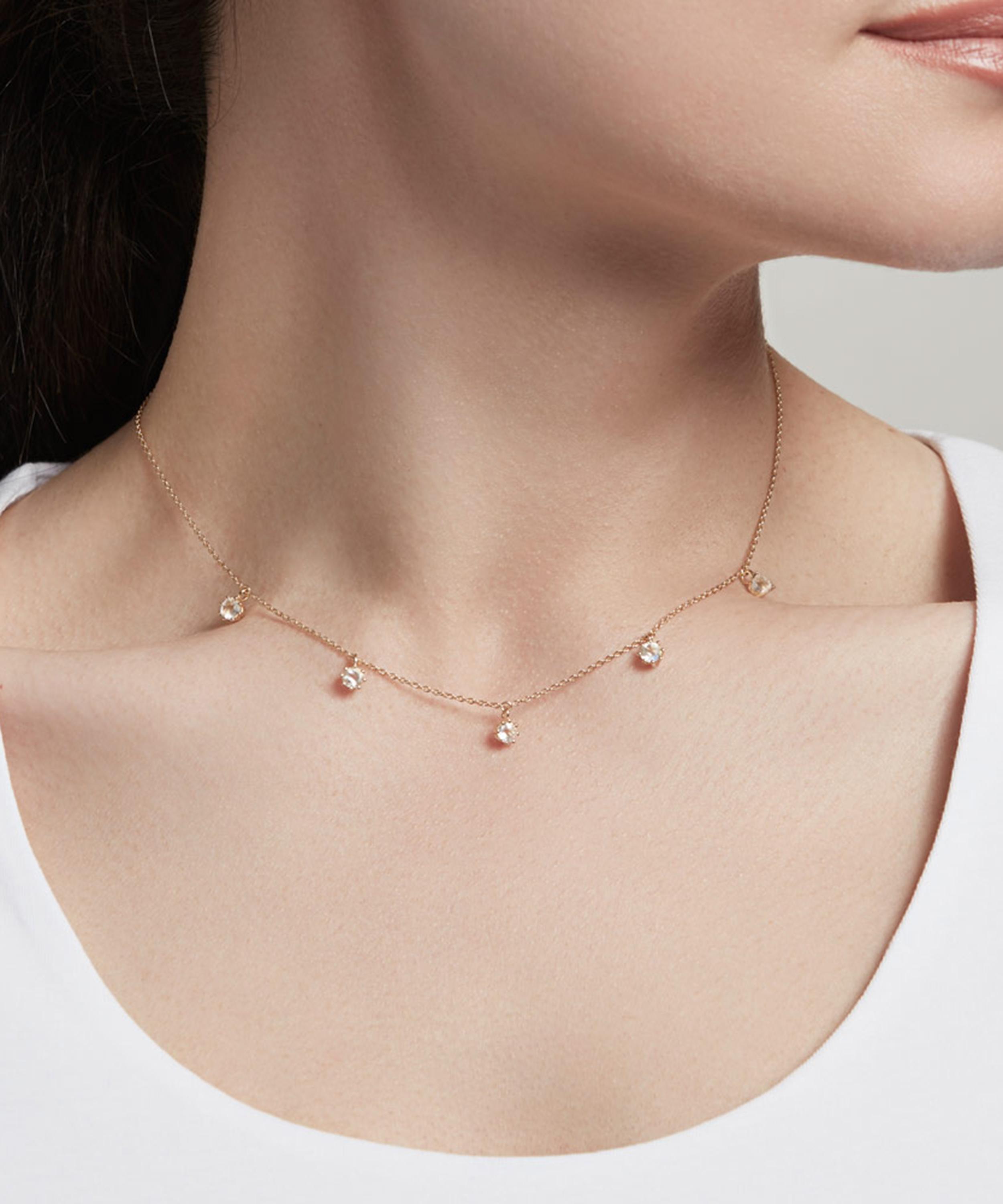 Astley Clarke - Gold Plated Vermeil Silver Linia Rainbow Moonstone Choker Necklace image number 1