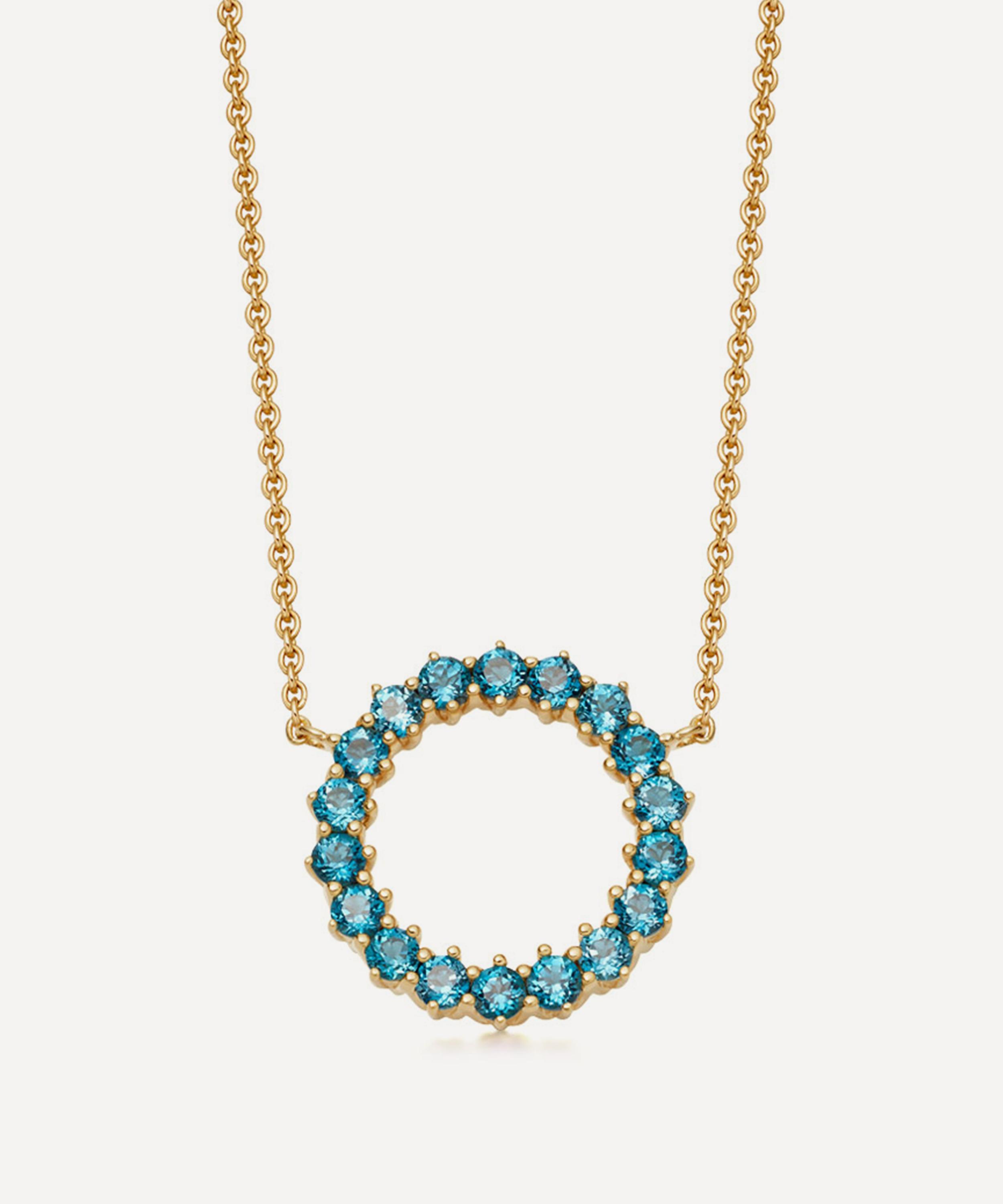 Astley Clarke - Gold Plated Vermeil Silver Linia London Blue Topaz Pendant Necklace image number 0