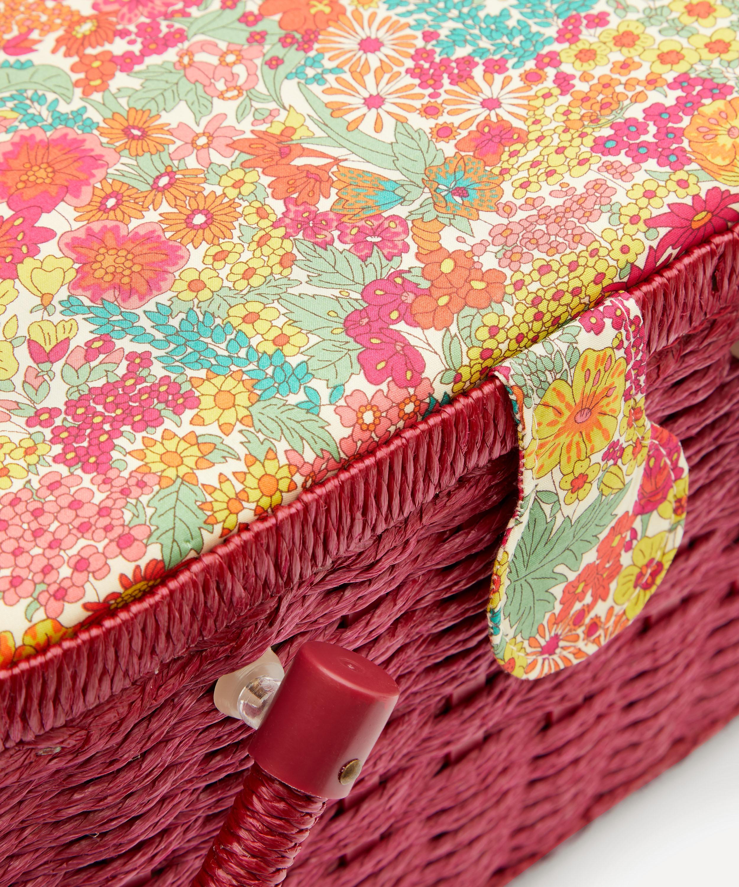 Fabric Sewing Basket for Girls Woomen Beginners, Vintage Sewing Basket  Small Sewing Basket Sewing Box Organizer with Flower Pattern for Sewing Kit