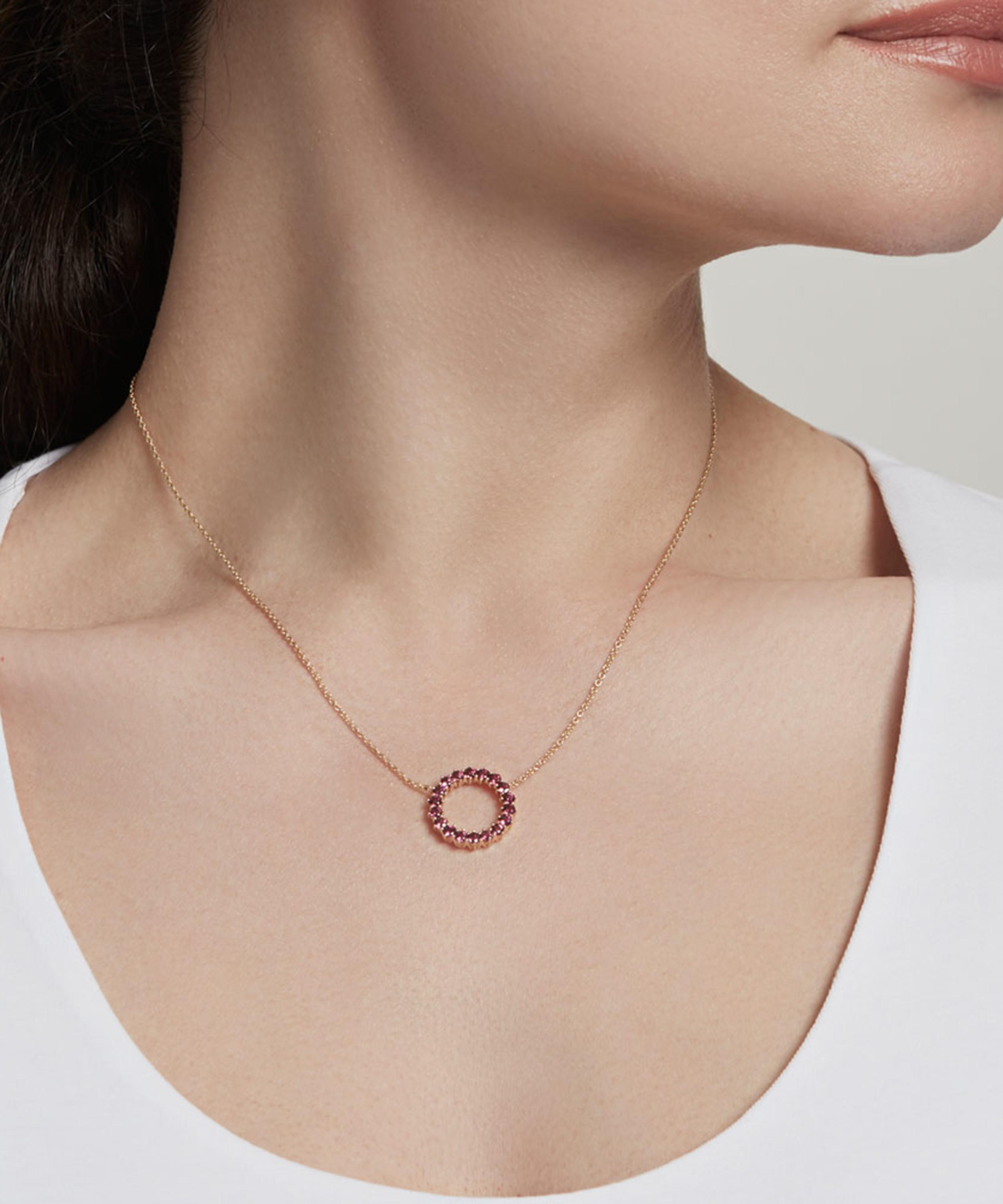 Astley Clarke - Gold Plated Vermeil Silver Linia Rhodolite Pendant Necklace image number 1