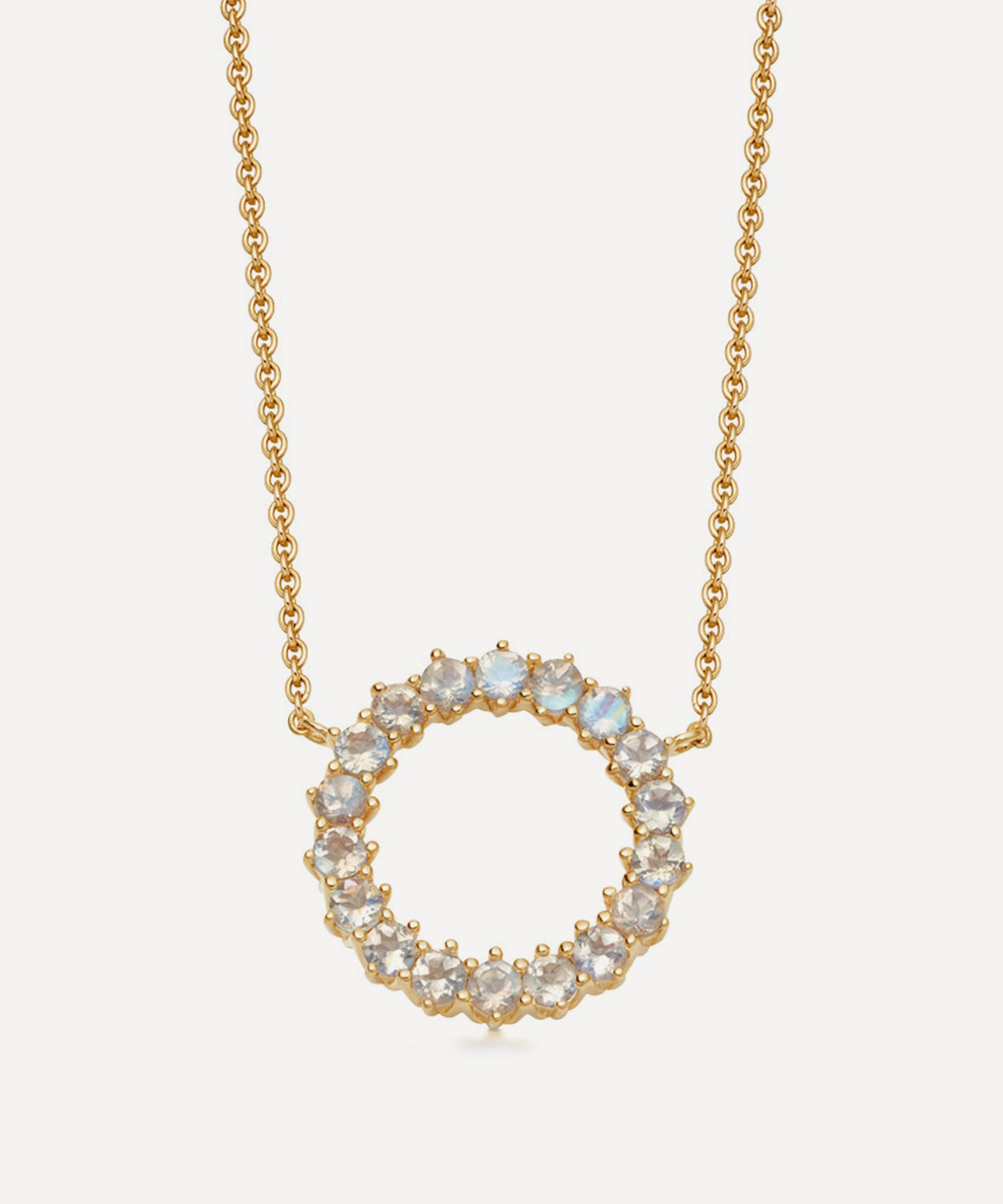 Astley Clarke - Gold Plated Vermeil Silver Linia Rainbow Moonstone Pendant Necklace image number 0