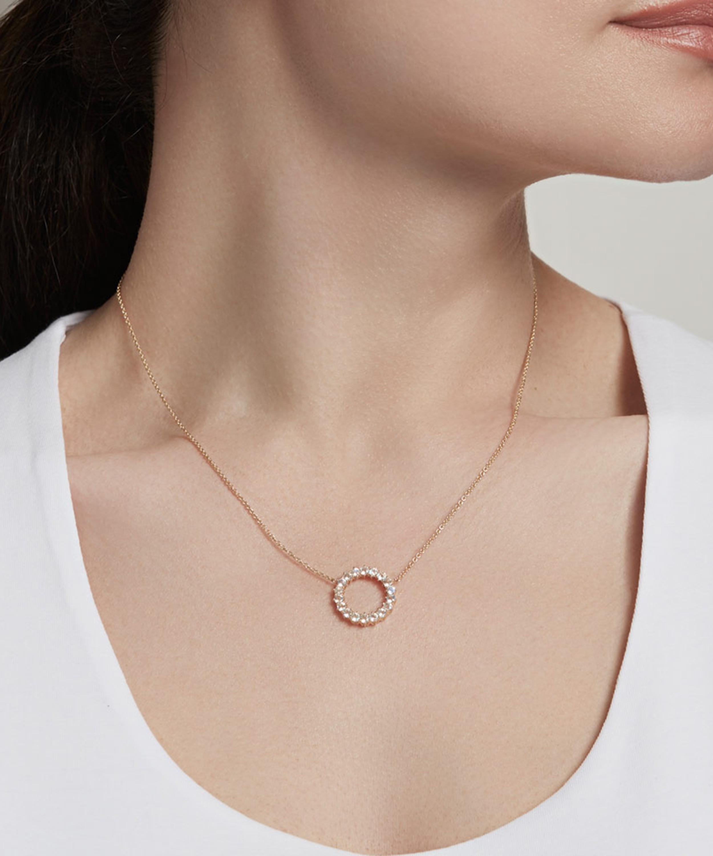 Astley Clarke - Gold Plated Vermeil Silver Linia Rainbow Moonstone Pendant Necklace image number 1