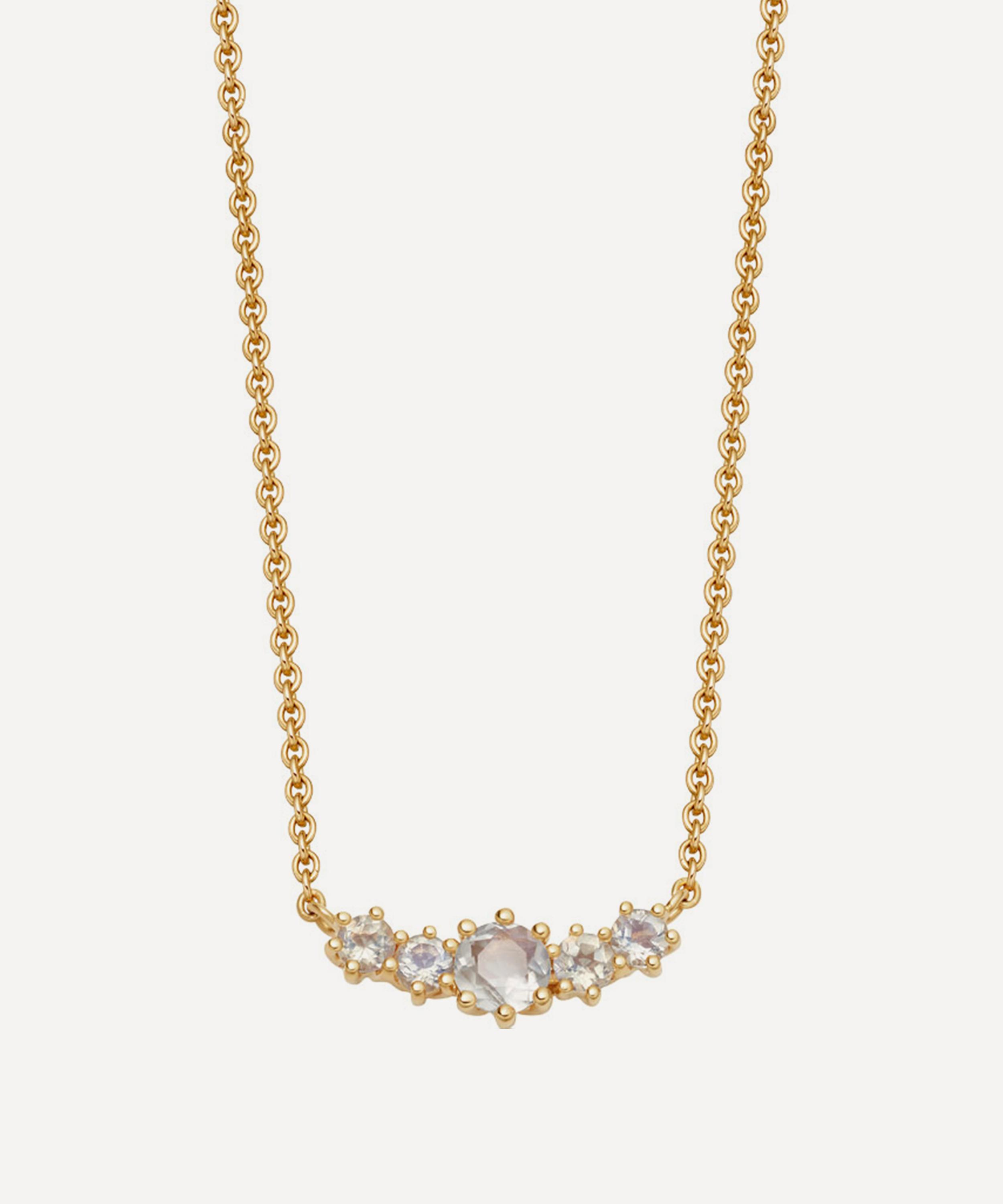 Astley Clarke - Gold Plated Vermeil Silver Mini Linia Rainbow Moonstone Pendant Necklace image number 0