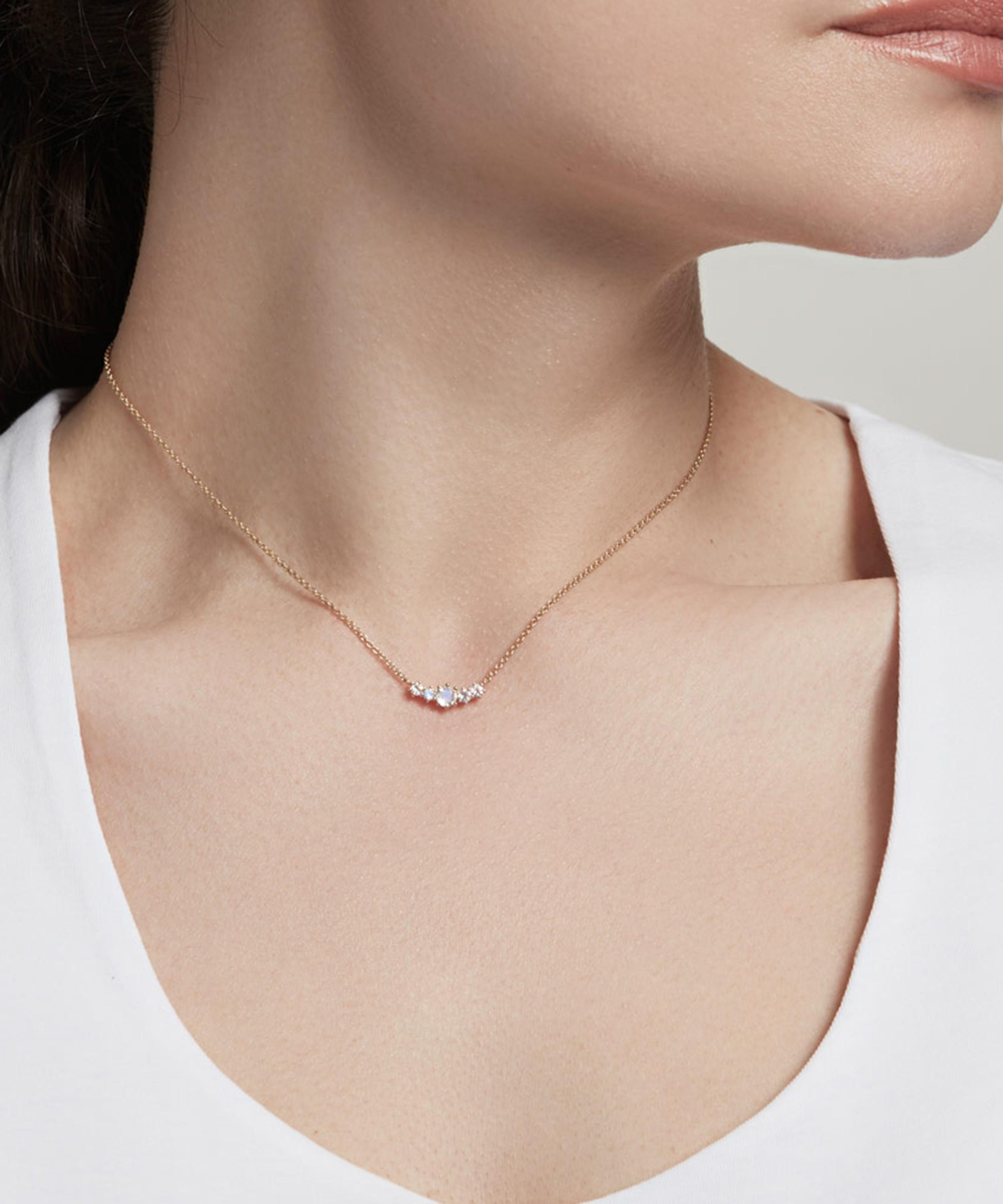 Astley Clarke - Gold Plated Vermeil Silver Mini Linia Rainbow Moonstone Pendant Necklace image number 1