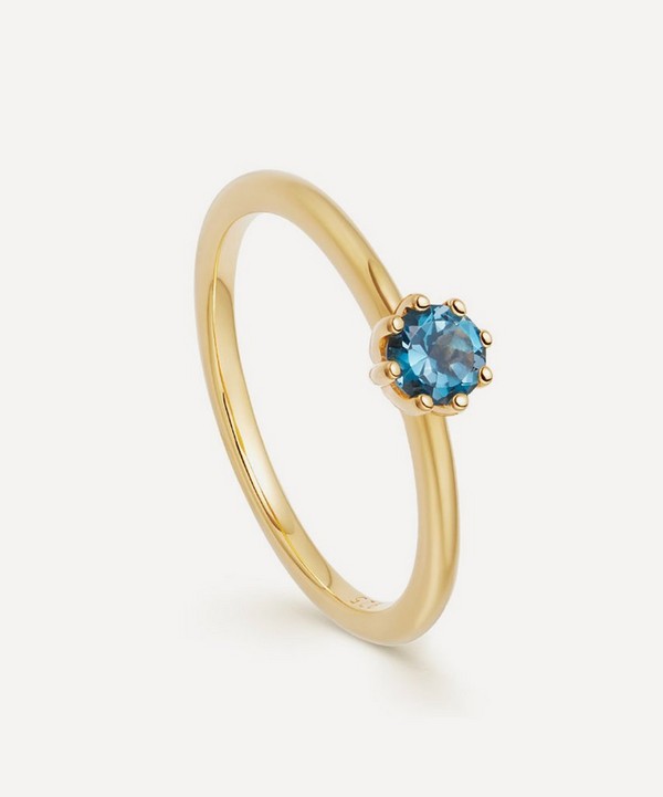 Astley Clarke - Gold Plated Vermeil Silver Mini Linia London Blue Topaz Ring image number null