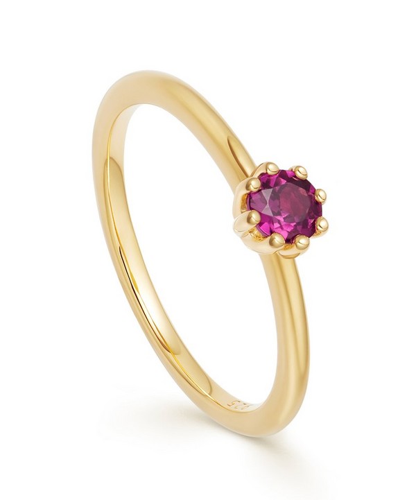 Astley Clarke - Gold Plated Vermeil Silver Mini Linia Rhodolite Ring image number null