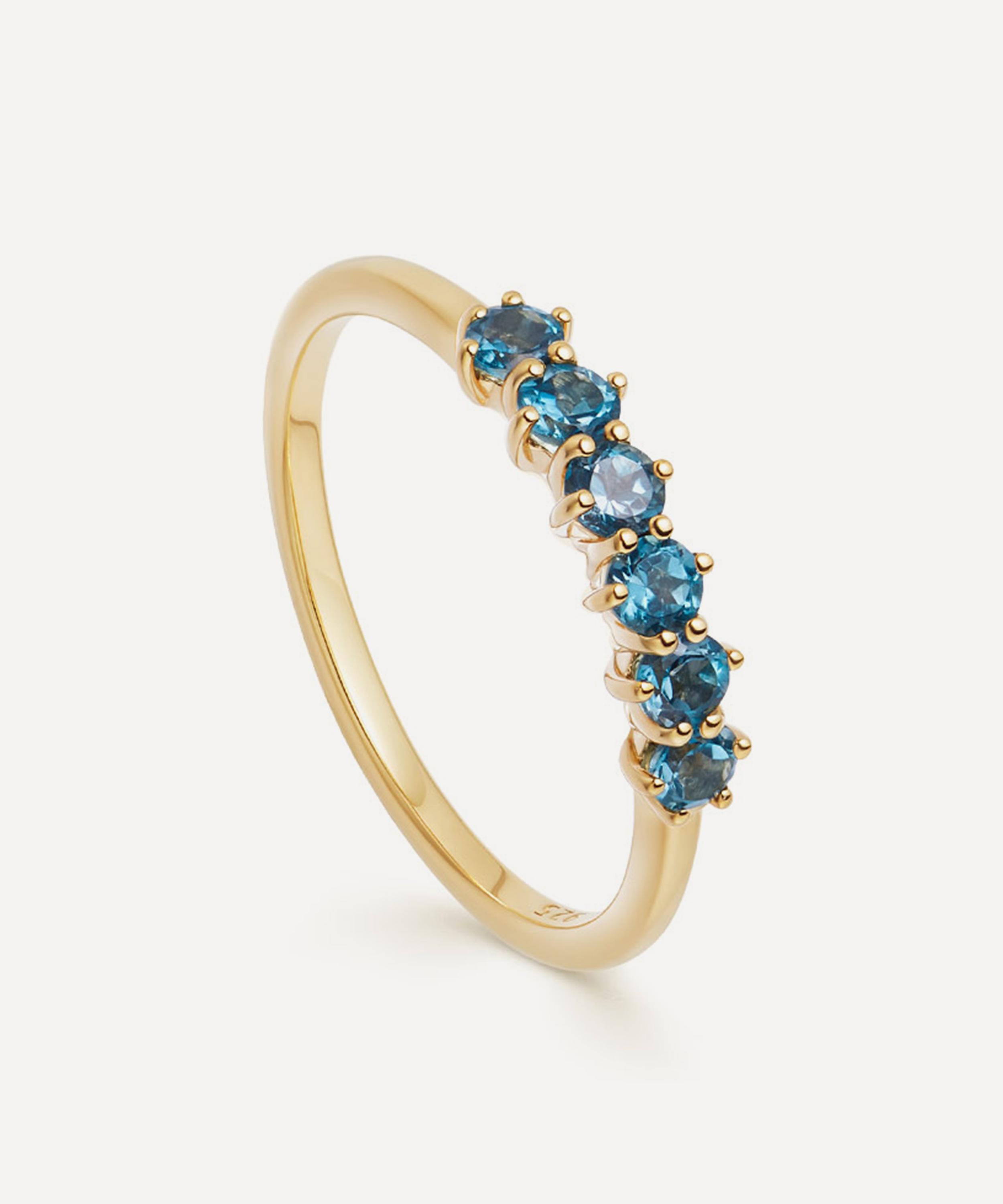 Astley Clarke - Gold Plated Vermeil Silver Linia London Blue Topaz Ring image number 0